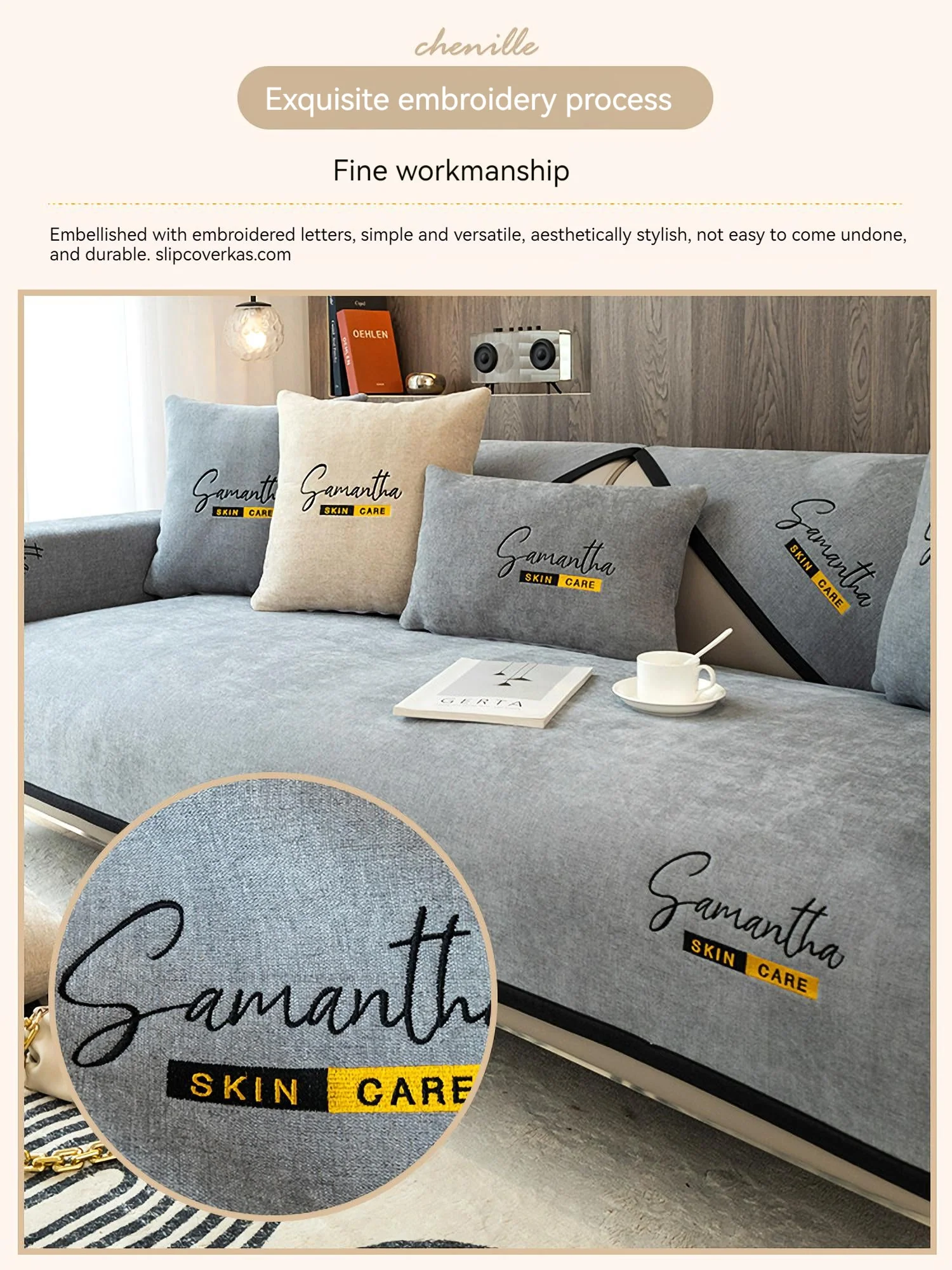 Non-Slip Cat Scratch Furniture Cover for Leather Sofas, Chenille Sofa Towels Covers II - Image 8