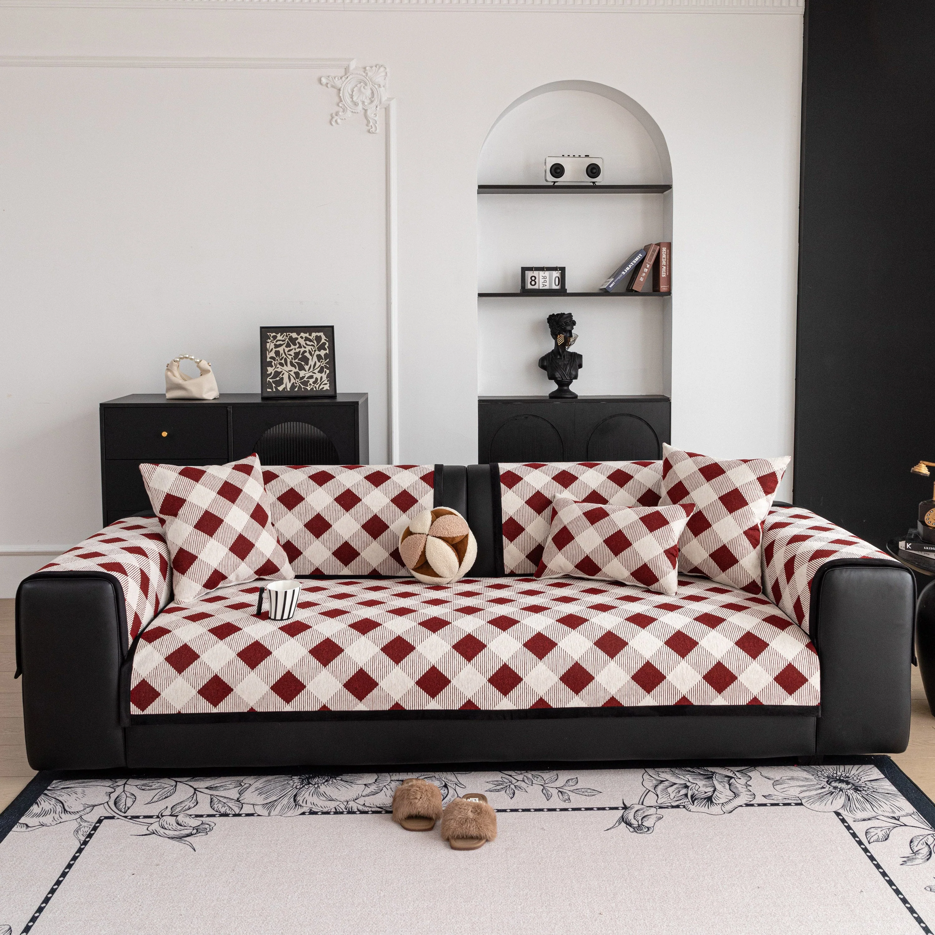Non-Slip Chenille Sofa Slipcover Modern Geometric Sofa Protector Fits Most Sofas - Image 2