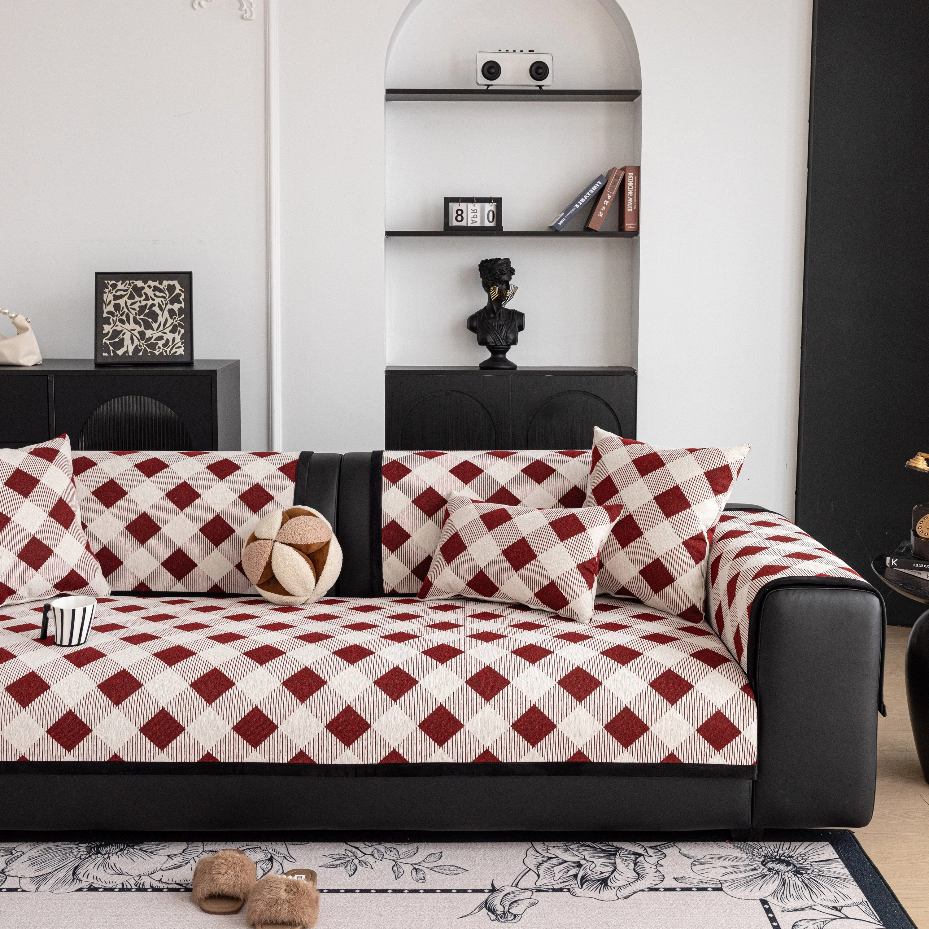 Non-Slip Chenille Sofa Slipcover Modern Geometric Sofa Protector Fits Most Sofas - Image 20