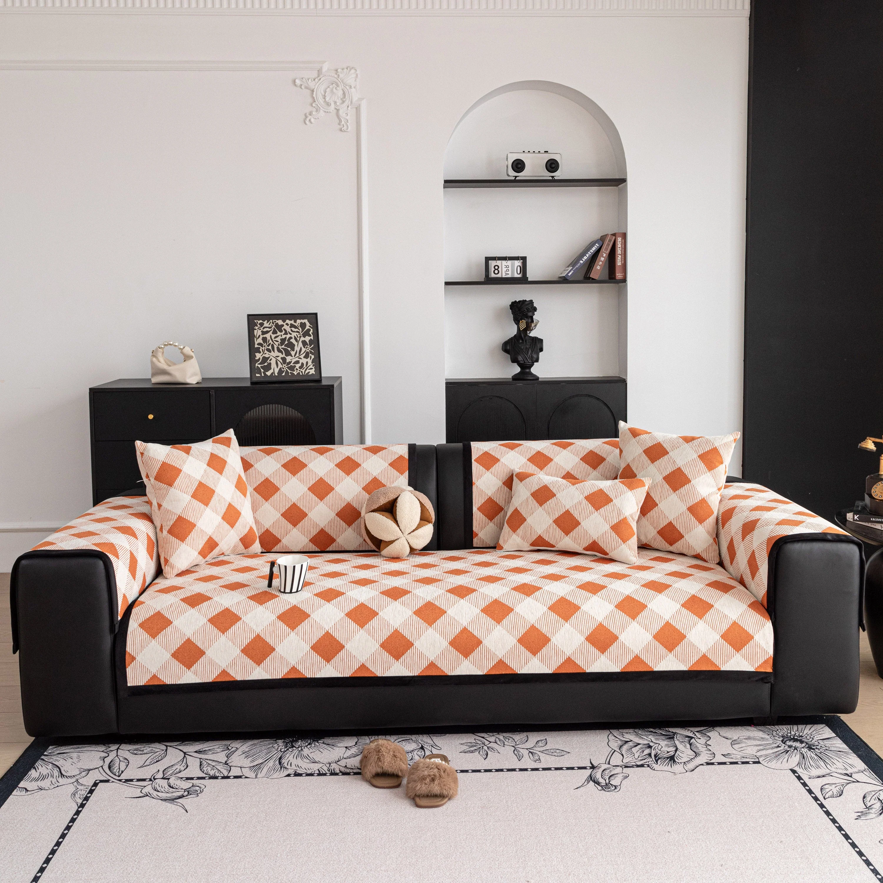 Non-Slip Chenille Sofa Slipcover Modern Geometric Sofa Protector Fits Most Sofas - Image 21