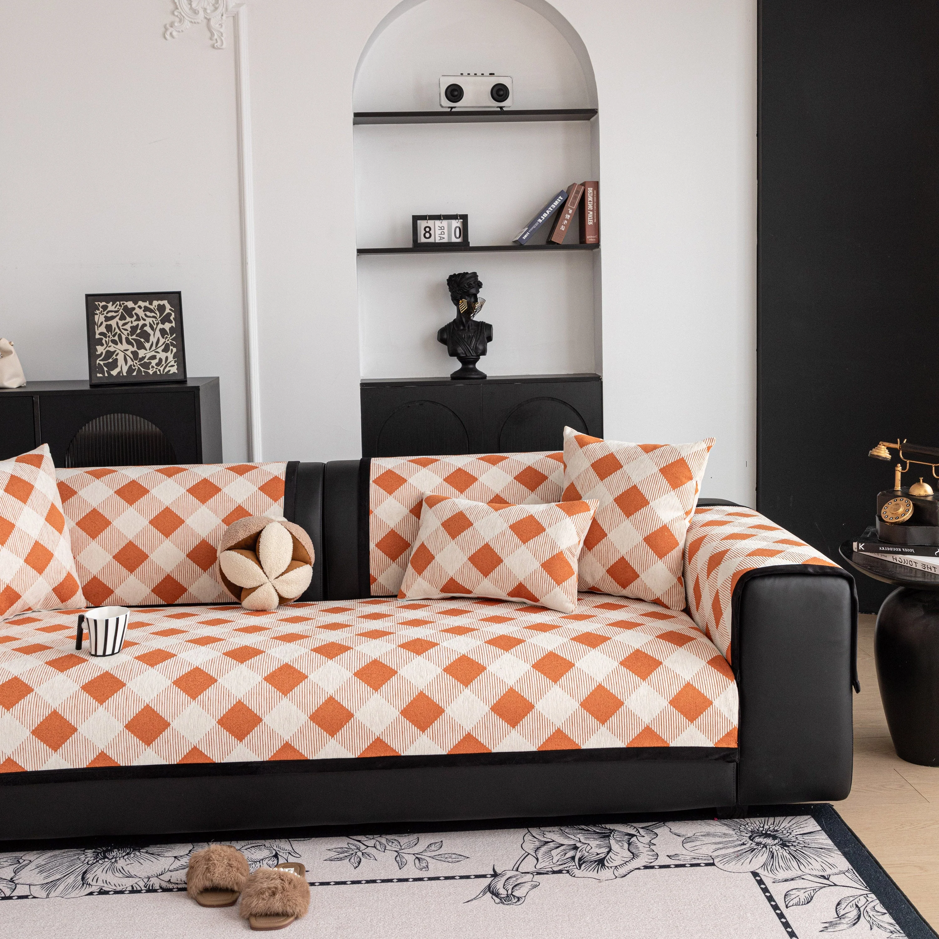 Non-Slip Chenille Sofa Slipcover Modern Geometric Sofa Protector Fits Most Sofas - Image 30