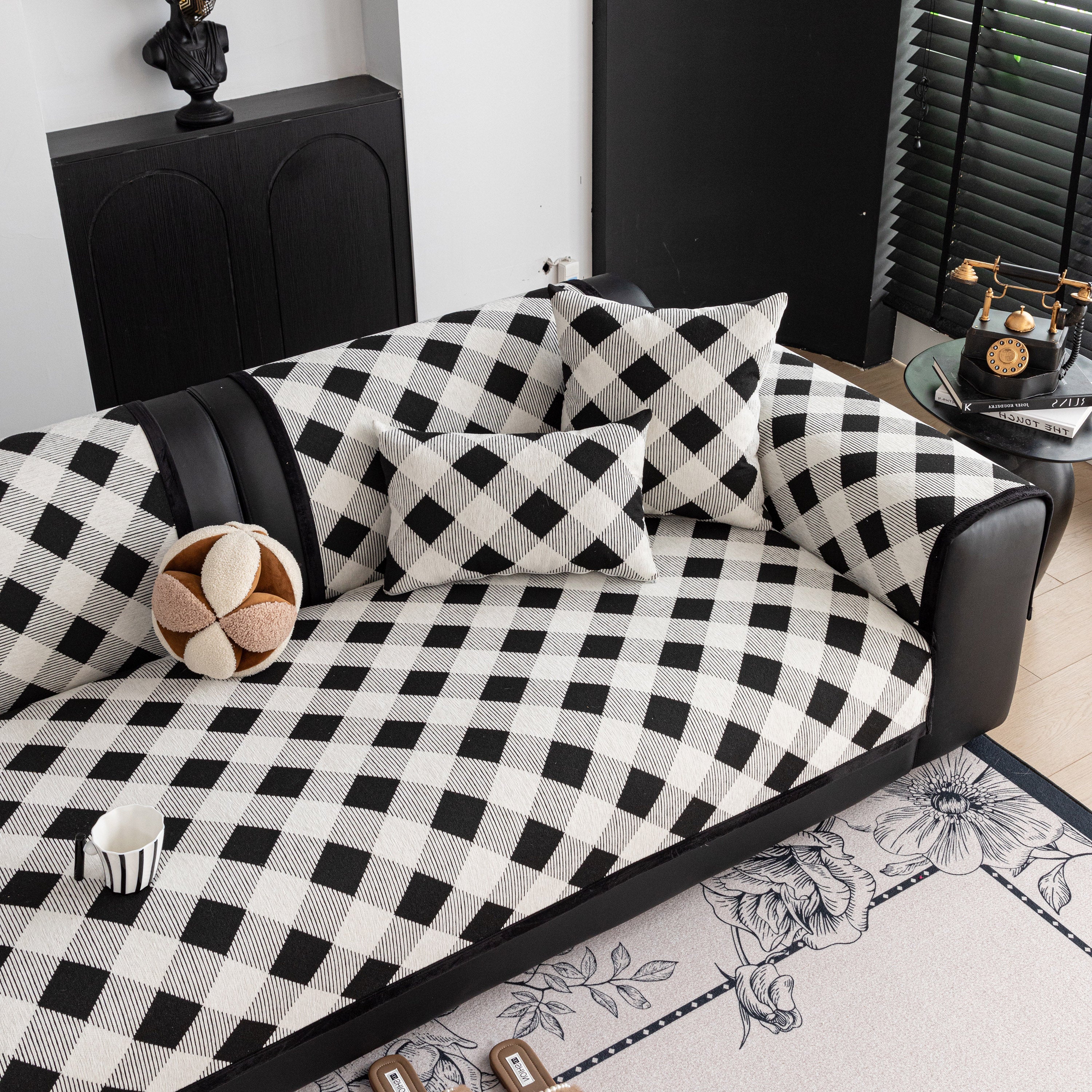 Non-Slip Chenille Sofa Slipcover Modern Geometric Sofa Protector Fits Most Sofas - Image 62