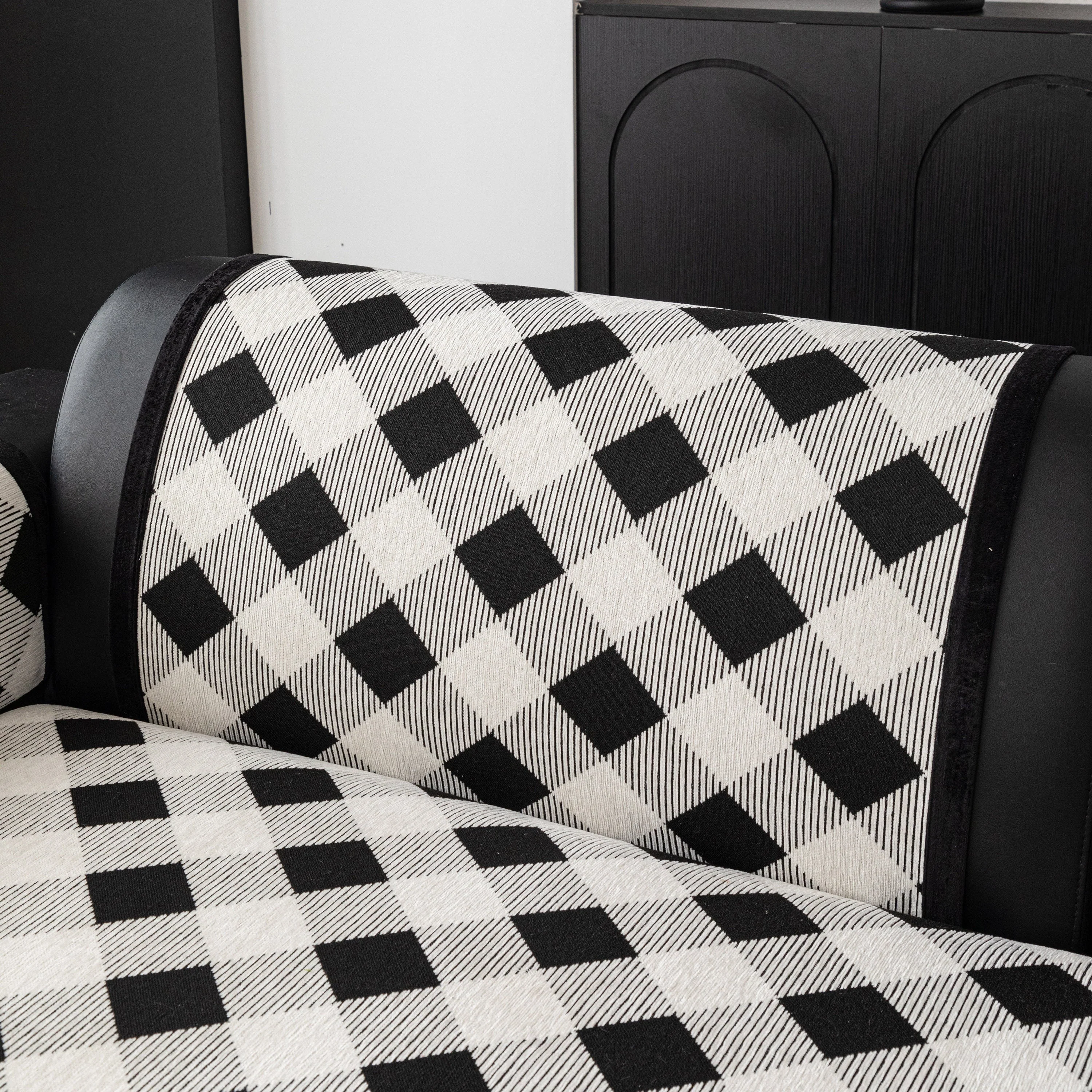 Non-Slip Chenille Sofa Slipcover Modern Geometric Sofa Protector Fits Most Sofas - Image 65