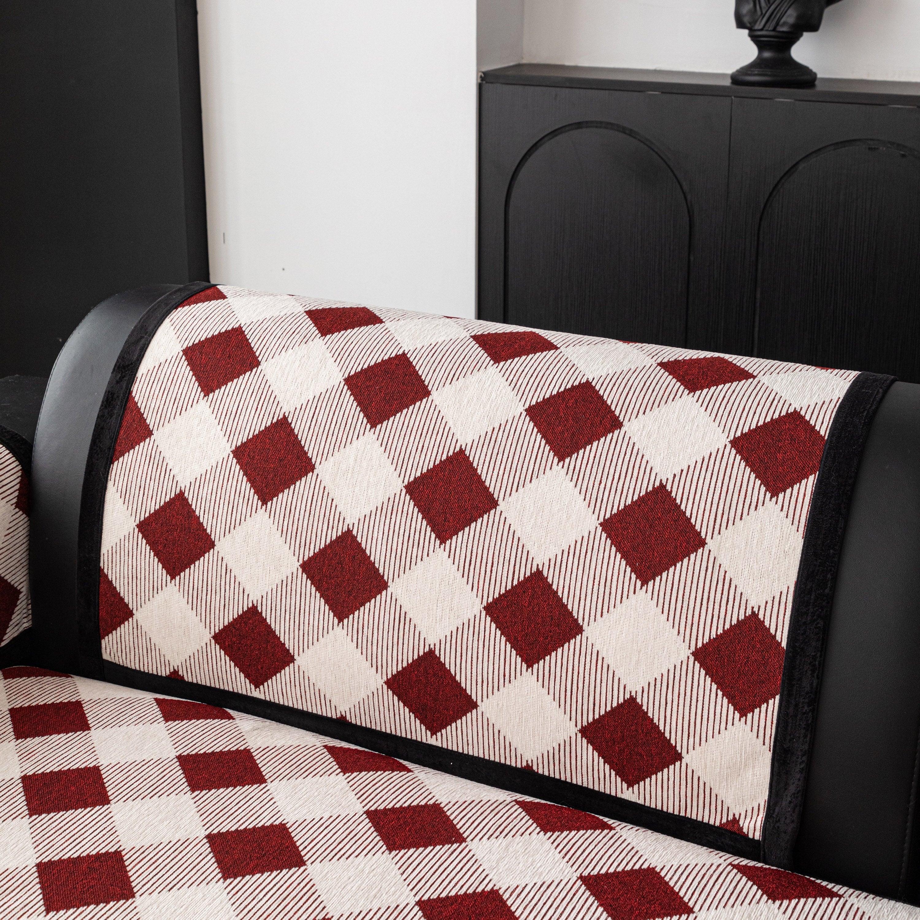 Non-Slip Chenille Sofa Slipcover Modern Geometric Sofa Protector Fits Most Sofas - Image 9