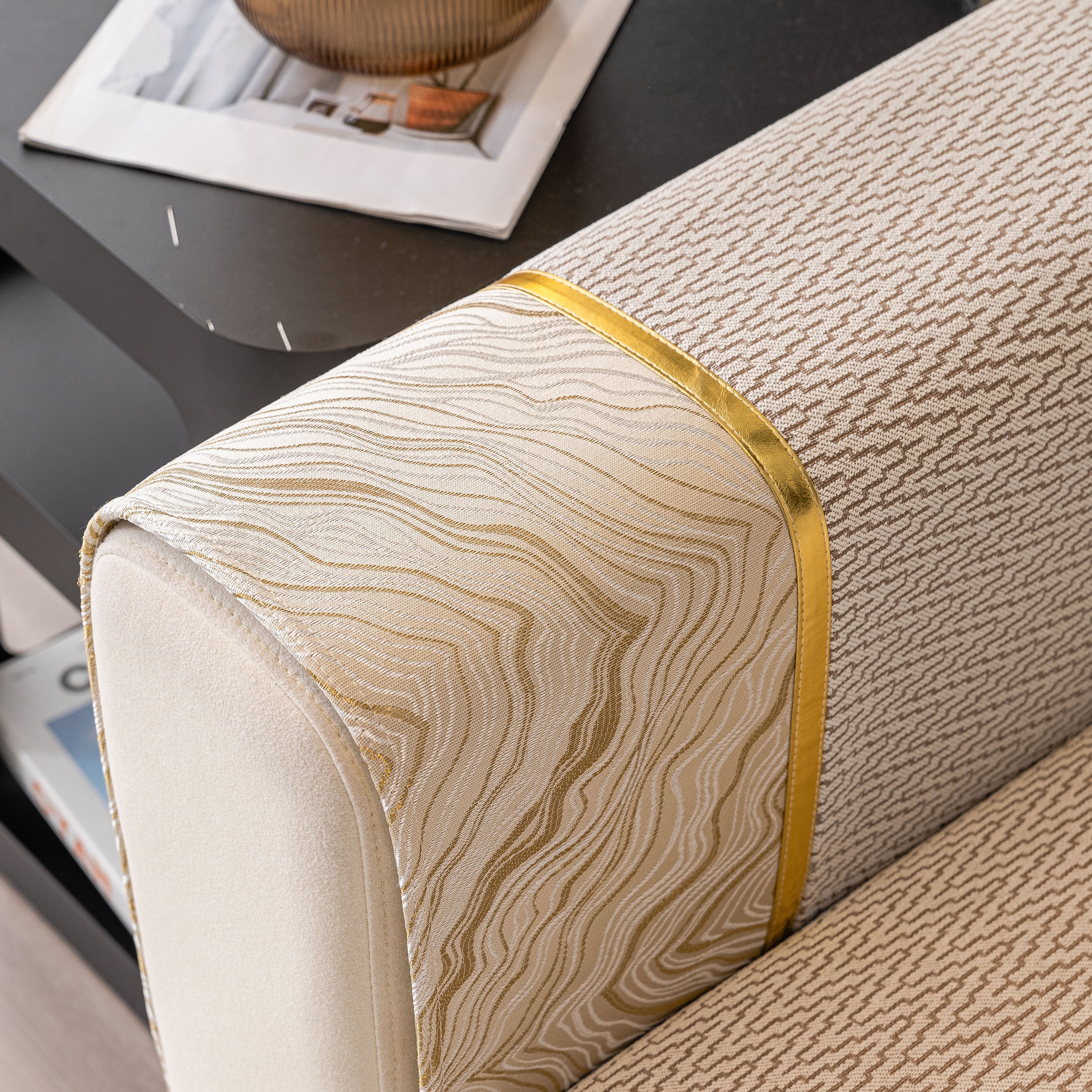 Non-Slip Couch Cover with Gold Trim, Sofa Slipcover for Sectional & Loveseat - Image 100