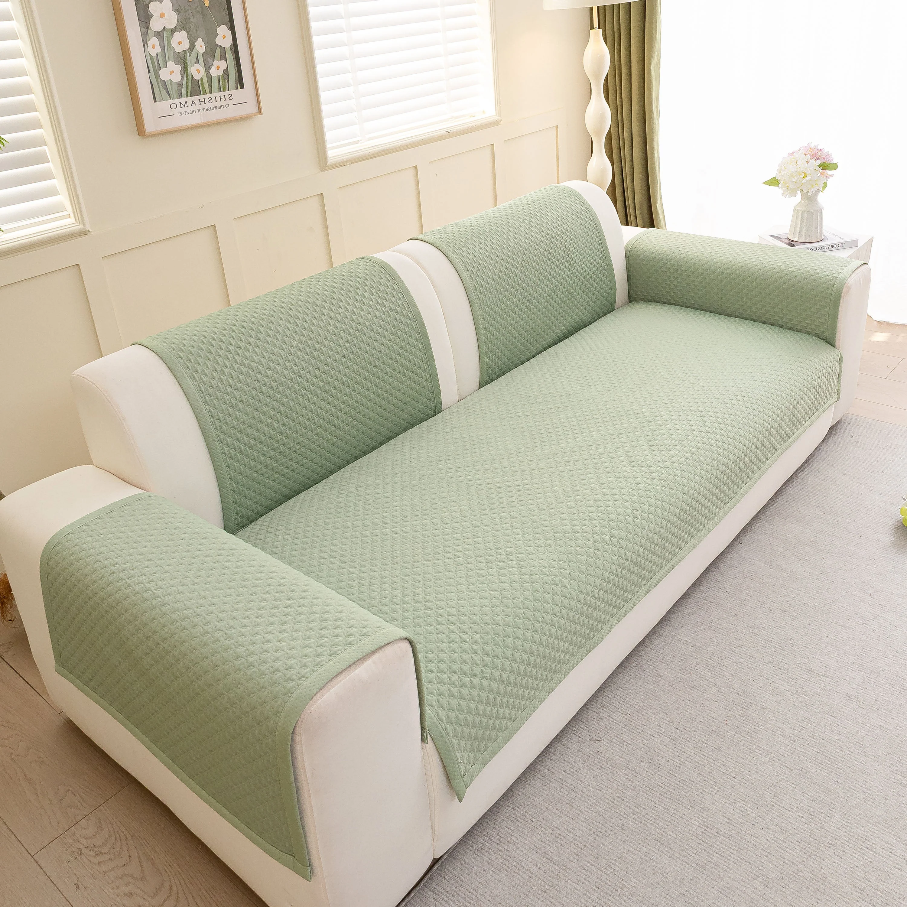 Non-Slip Diamond Quilted Sofa Cover, Separate Pieces Sectional Couch Protector - Image 10
