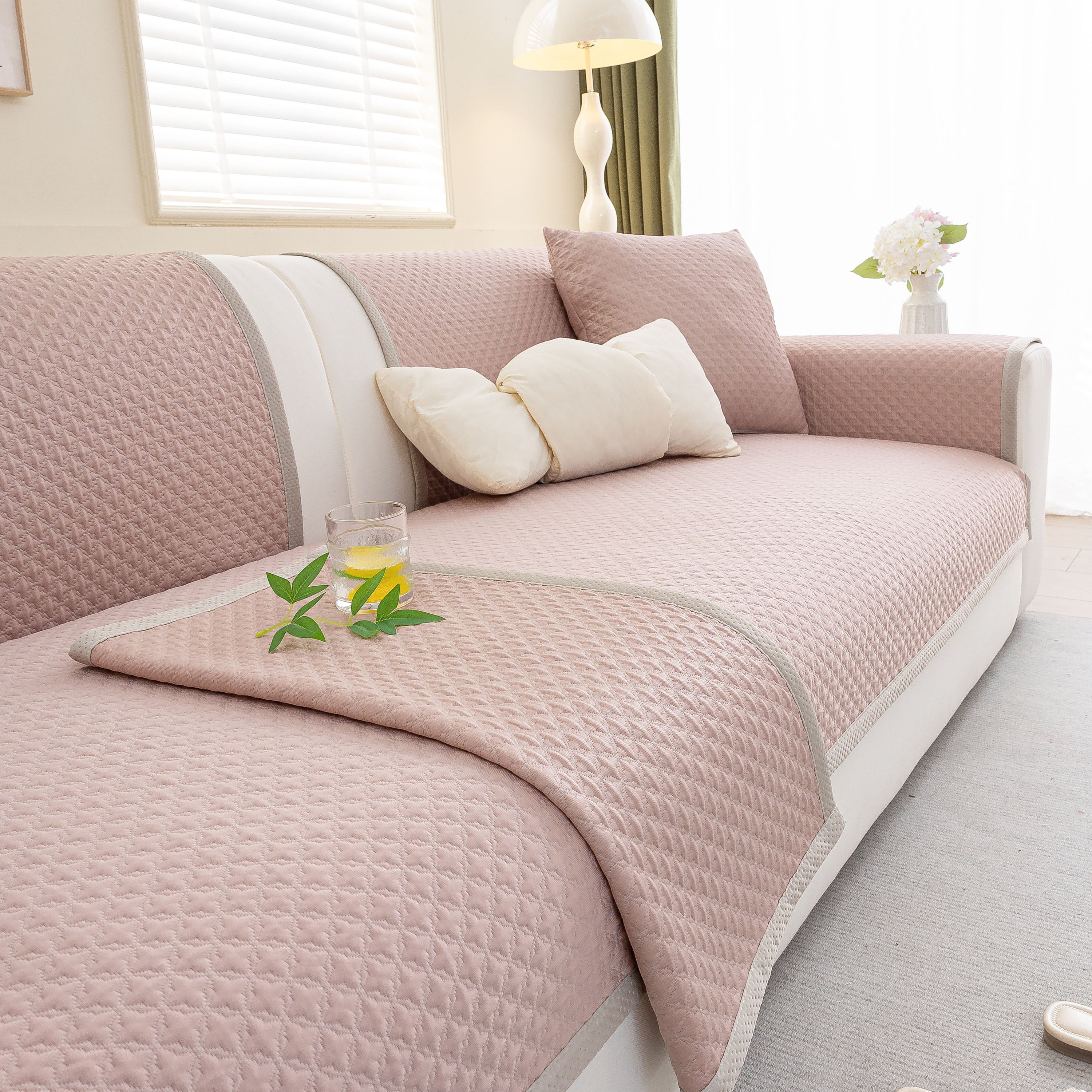 Non-Slip Diamond Quilted Sofa Cover, Separate Pieces Sectional Couch Protector - Image 101