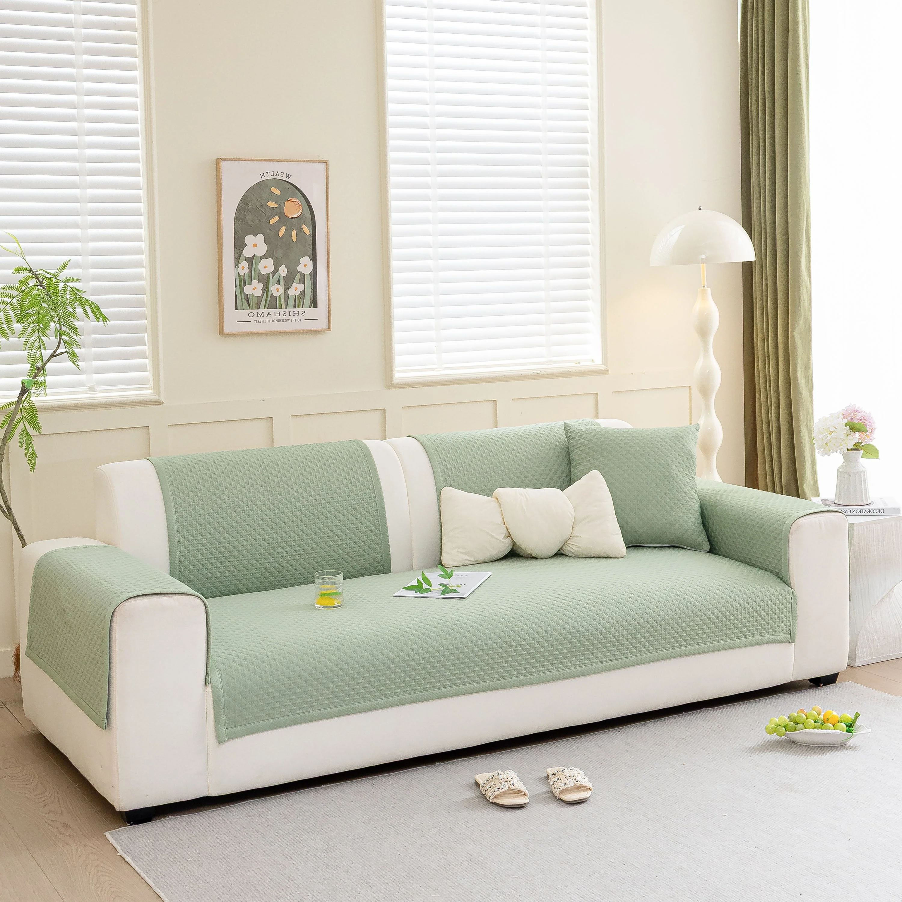 Non-Slip Diamond Quilted Sofa Cover, Separate Pieces Sectional Couch Protector - Image 15