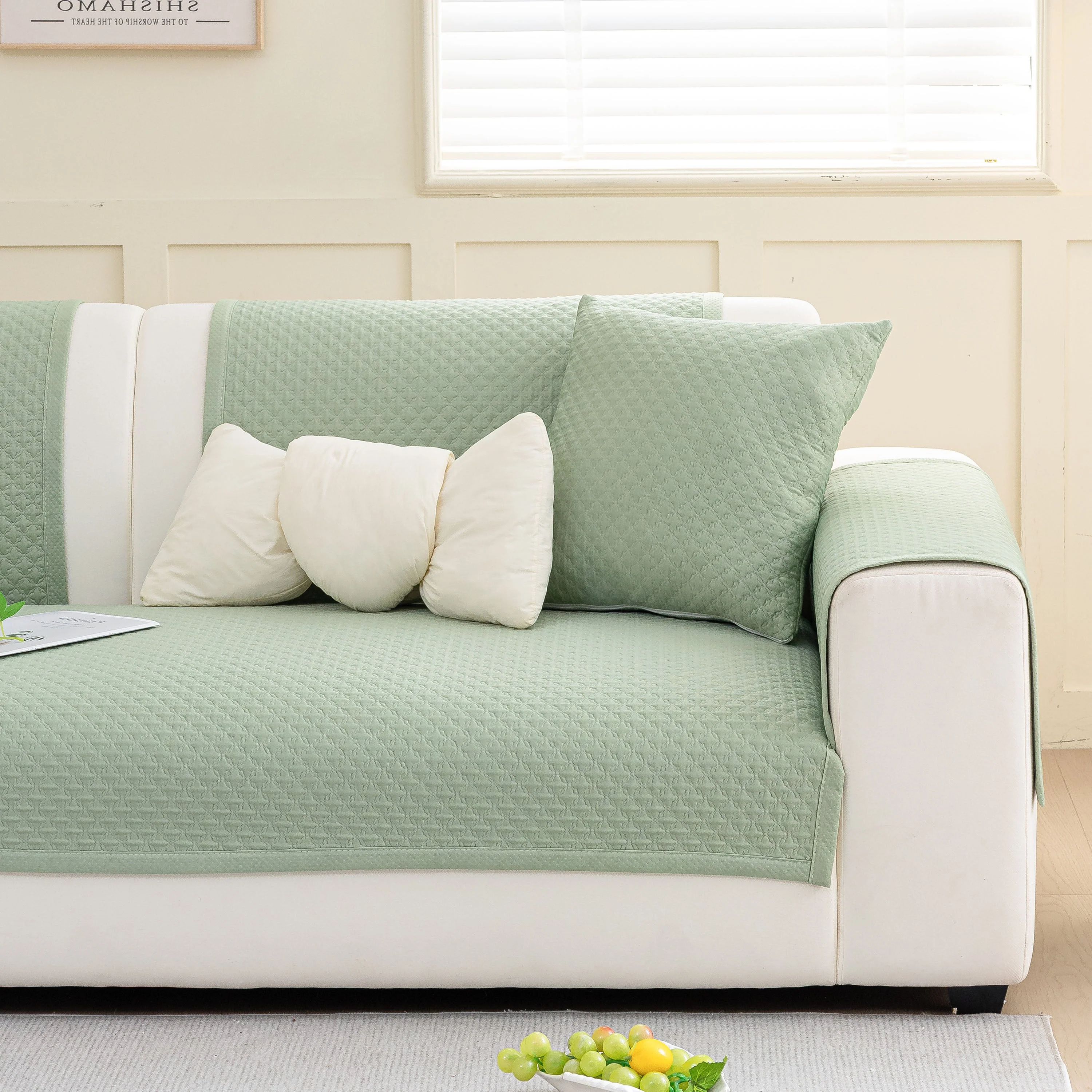 Non-Slip Diamond Quilted Sofa Cover, Separate Pieces Sectional Couch Protector - Image 16