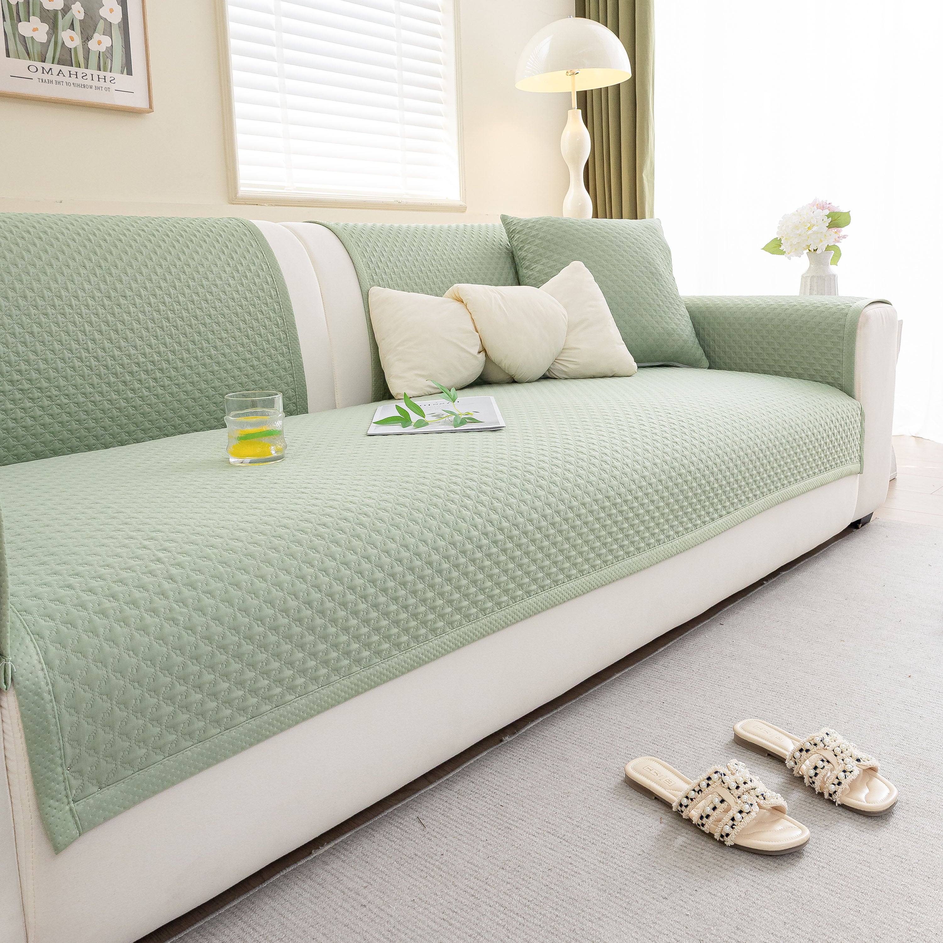 Non-Slip Diamond Quilted Sofa Cover, Separate Pieces Sectional Couch Protector - Image 19
