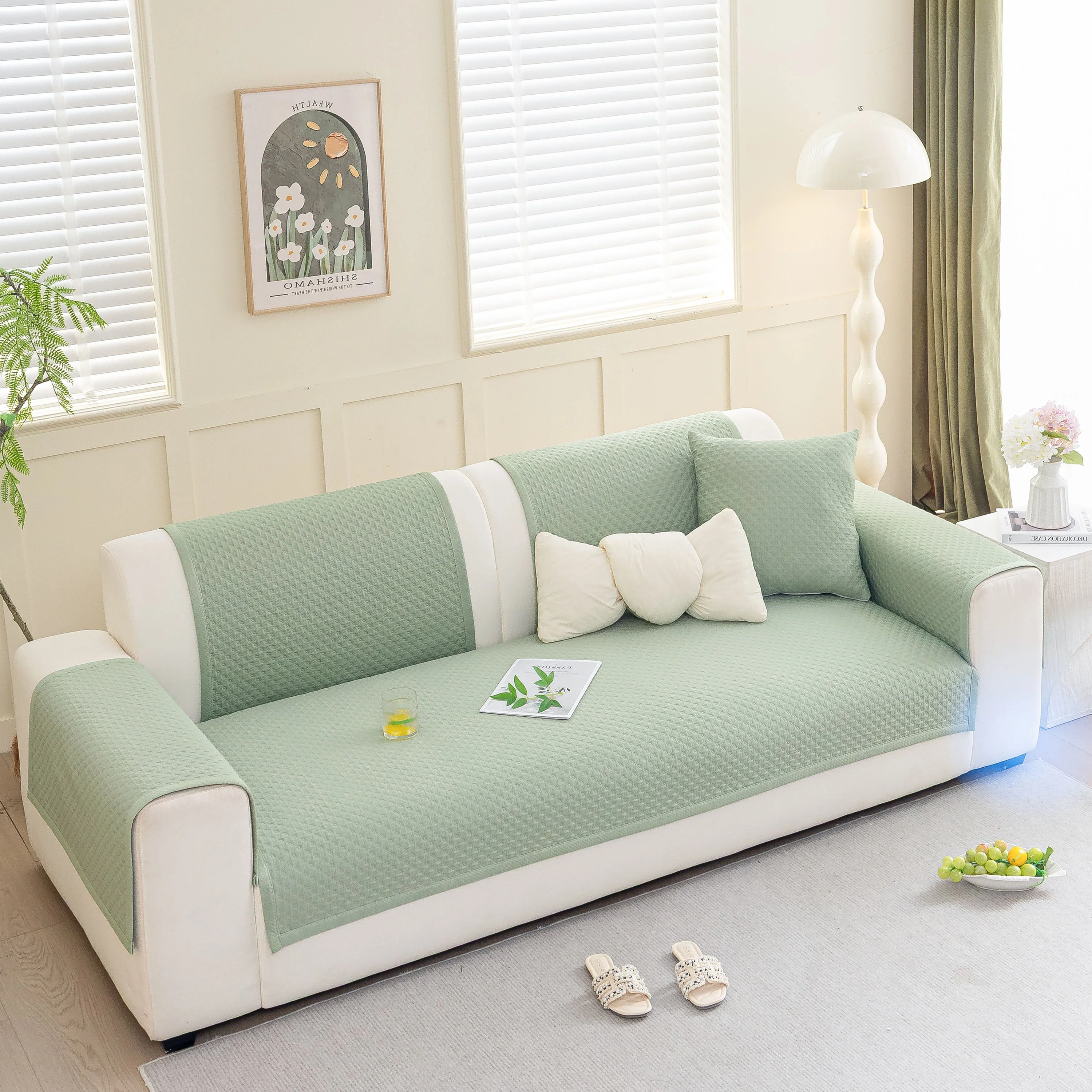 Non-Slip Diamond Quilted Sofa Cover, Separate Pieces Sectional Couch Protector - Image 20