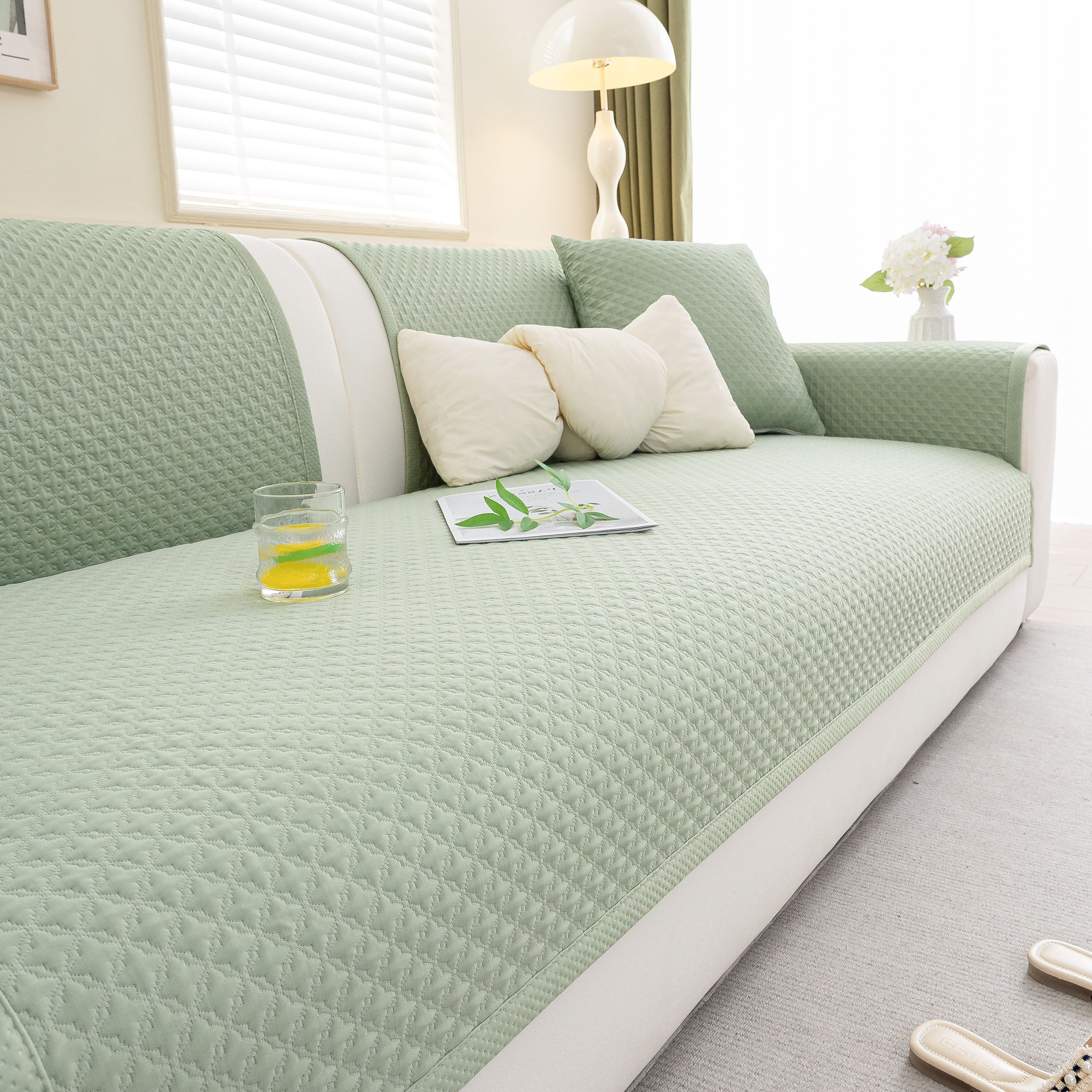 Non-Slip Diamond Quilted Sofa Cover, Separate Pieces Sectional Couch Protector - Image 21