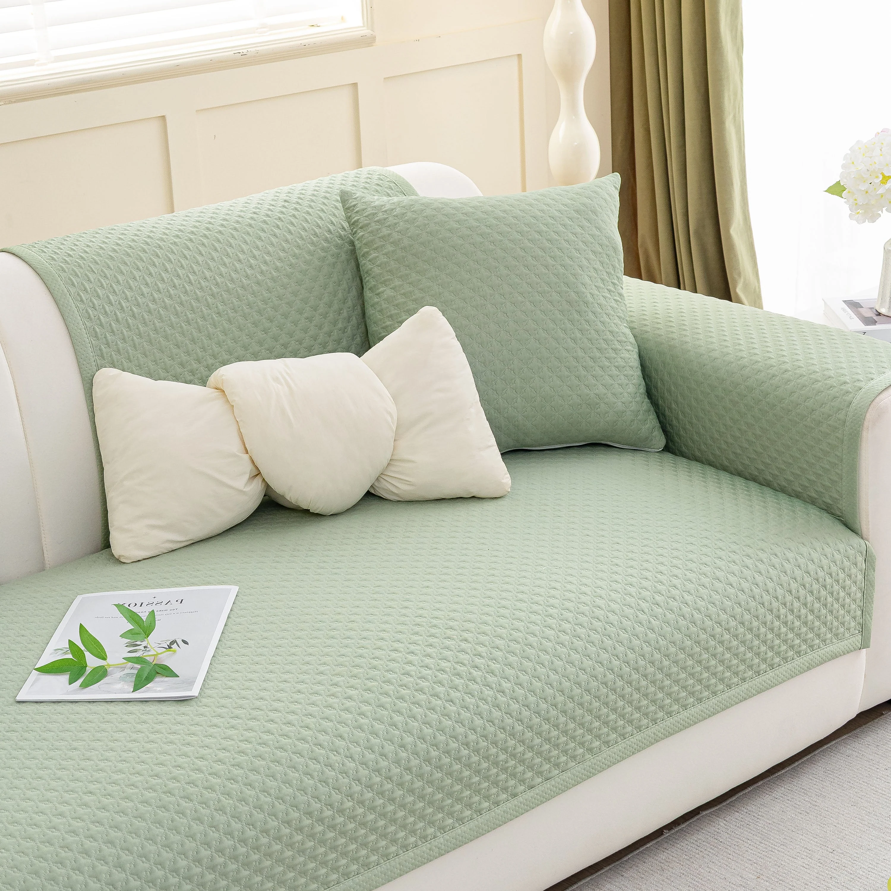 Non-Slip Diamond Quilted Sofa Cover, Separate Pieces Sectional Couch Protector - Image 23