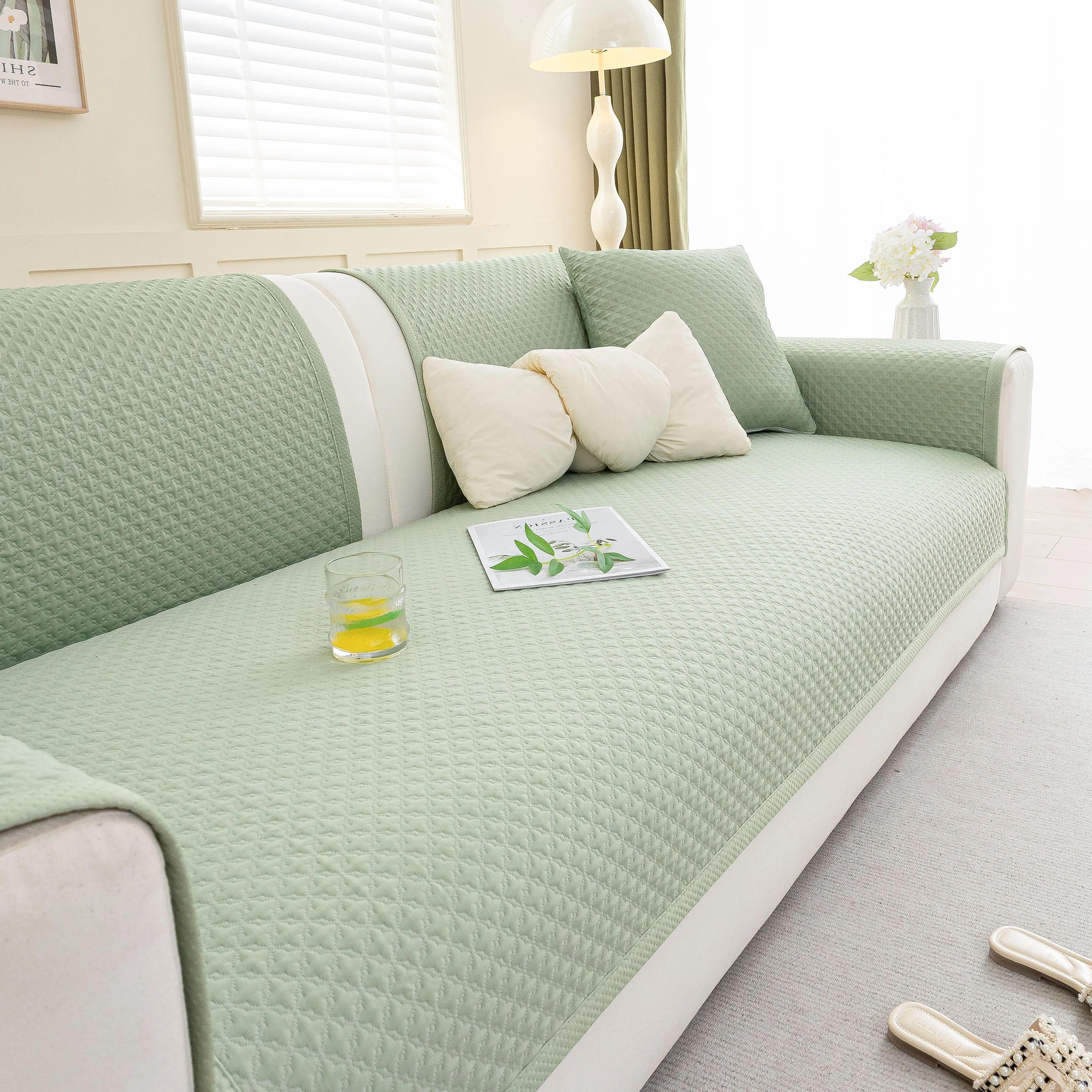 Non-Slip Diamond Quilted Sofa Cover, Separate Pieces Sectional Couch Protector - Image 26