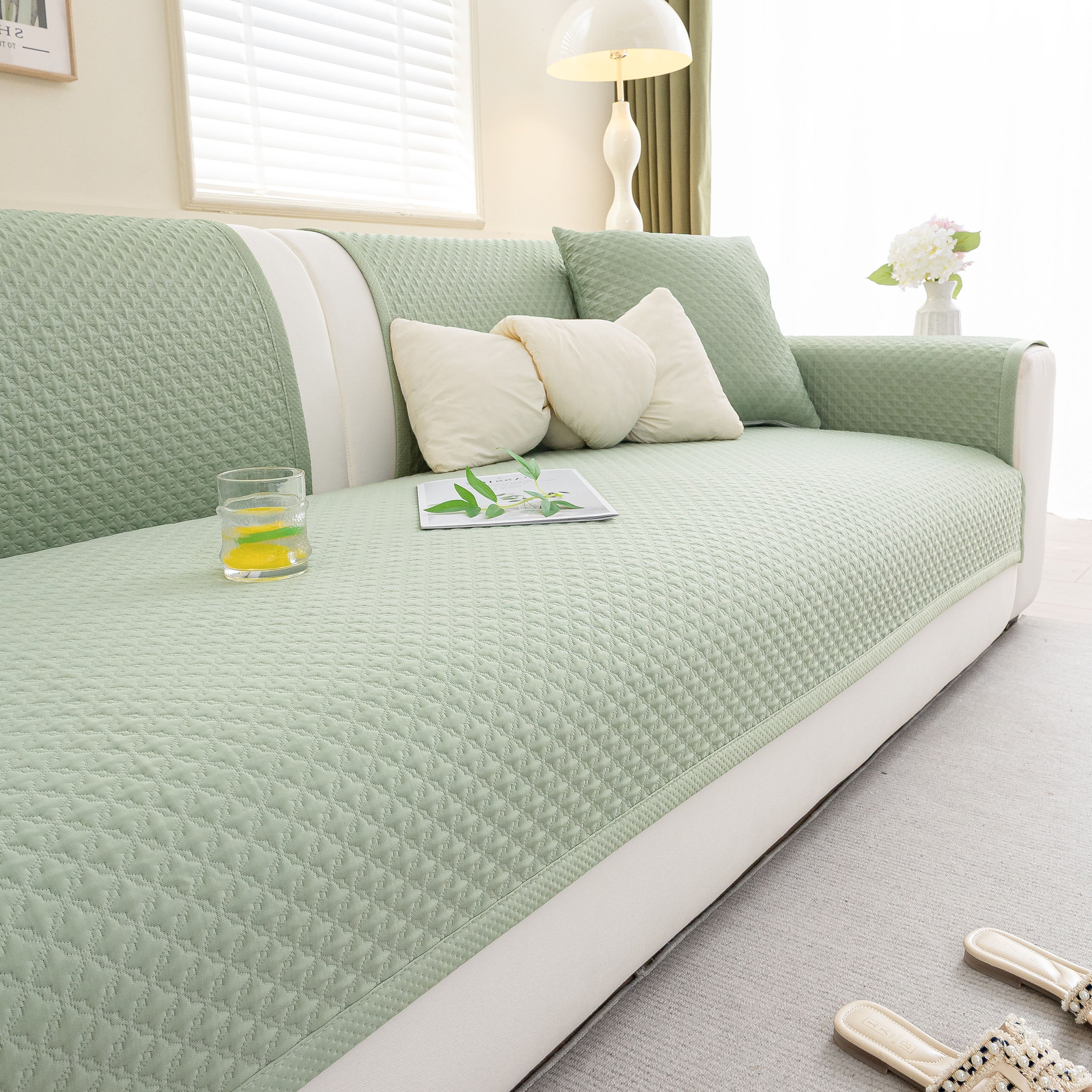 Non-Slip Diamond Quilted Sofa Cover, Separate Pieces Sectional Couch Protector - Image 27