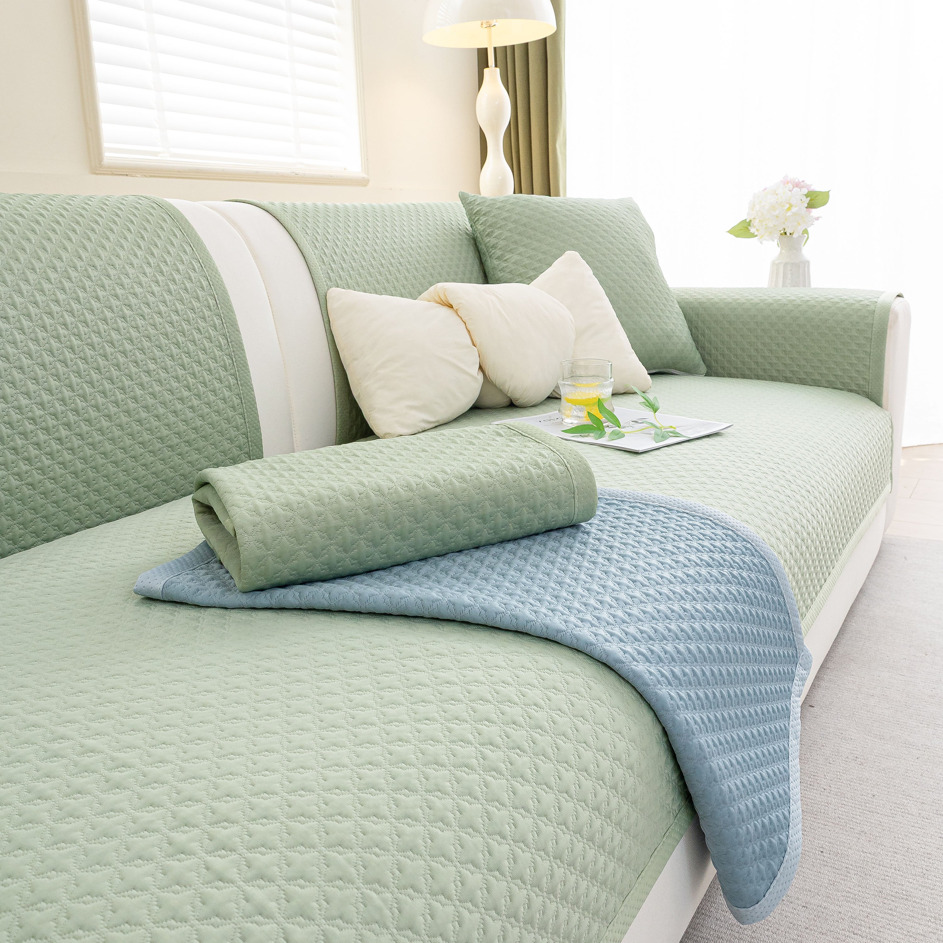 Non-Slip Diamond Quilted Sofa Cover, Separate Pieces Sectional Couch Protector - Image 28