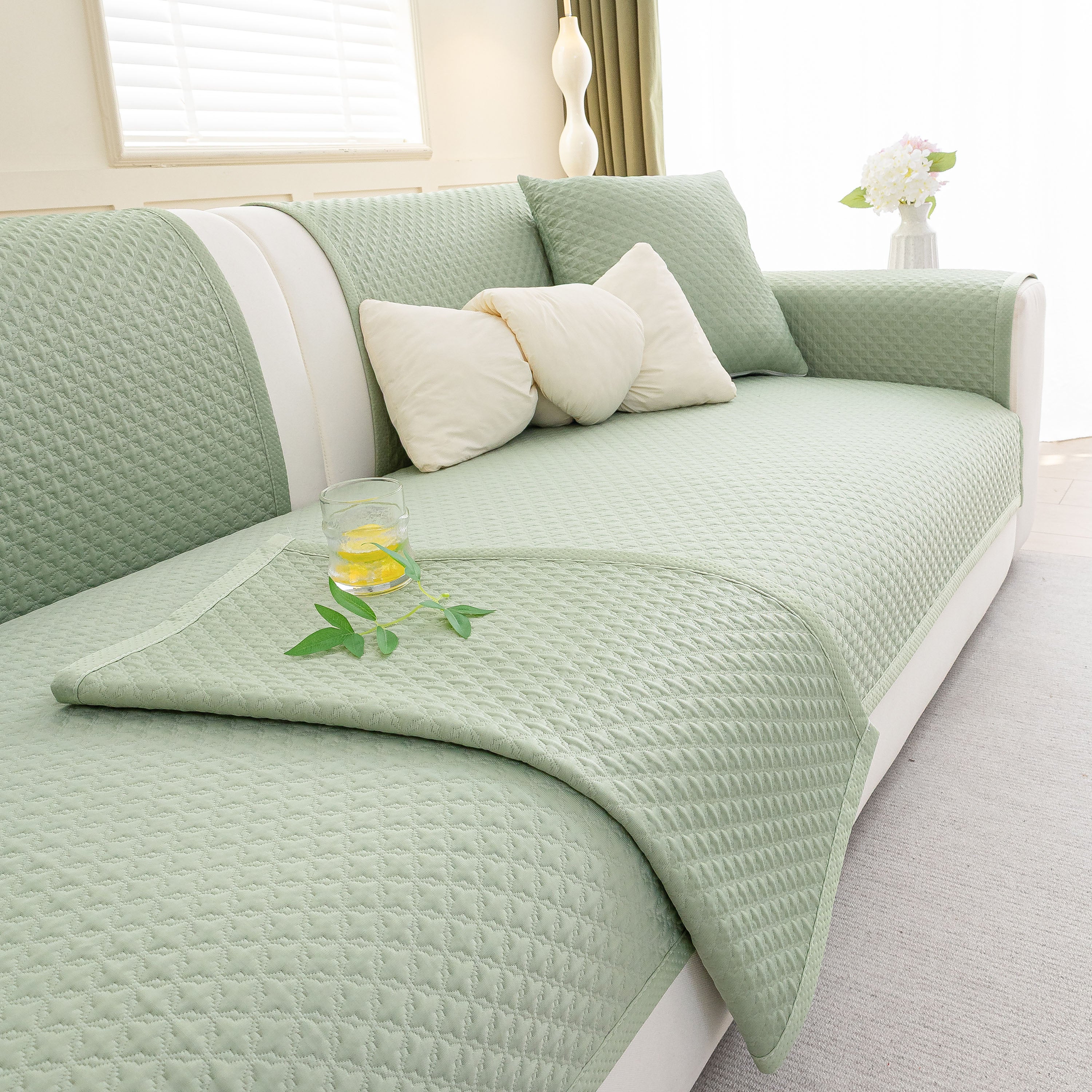 Non-Slip Diamond Quilted Sofa Cover, Separate Pieces Sectional Couch Protector - Image 29