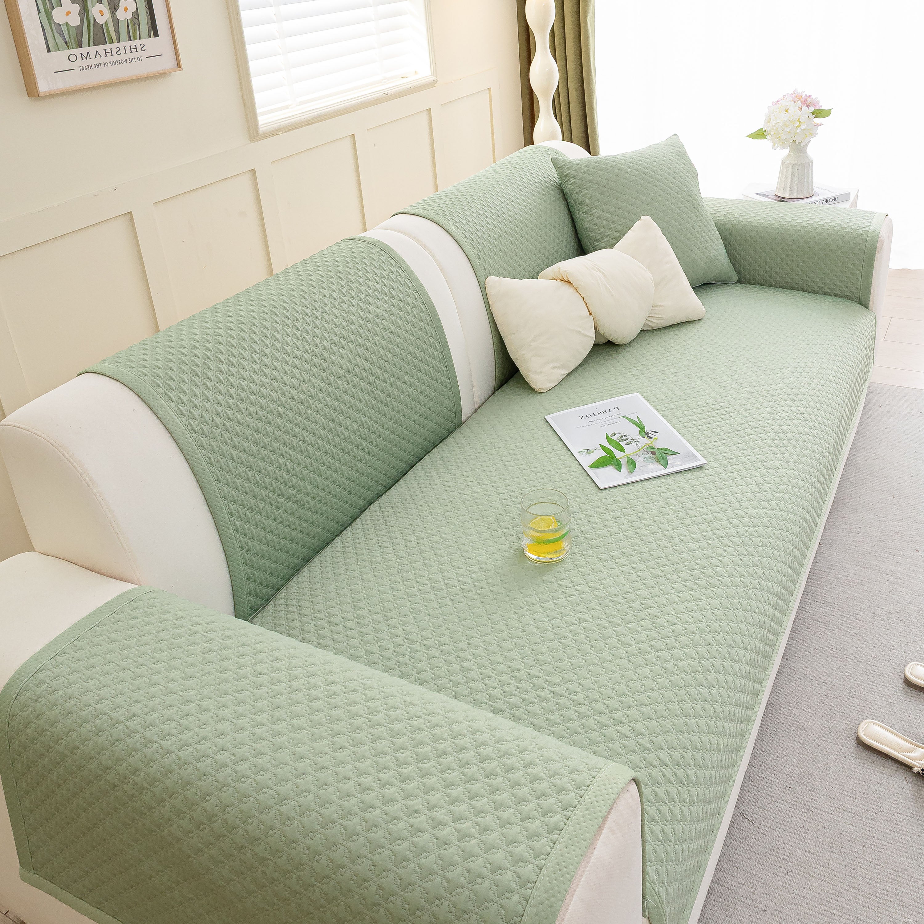 Non-Slip Diamond Quilted Sofa Cover, Separate Pieces Sectional Couch Protector - Image 33