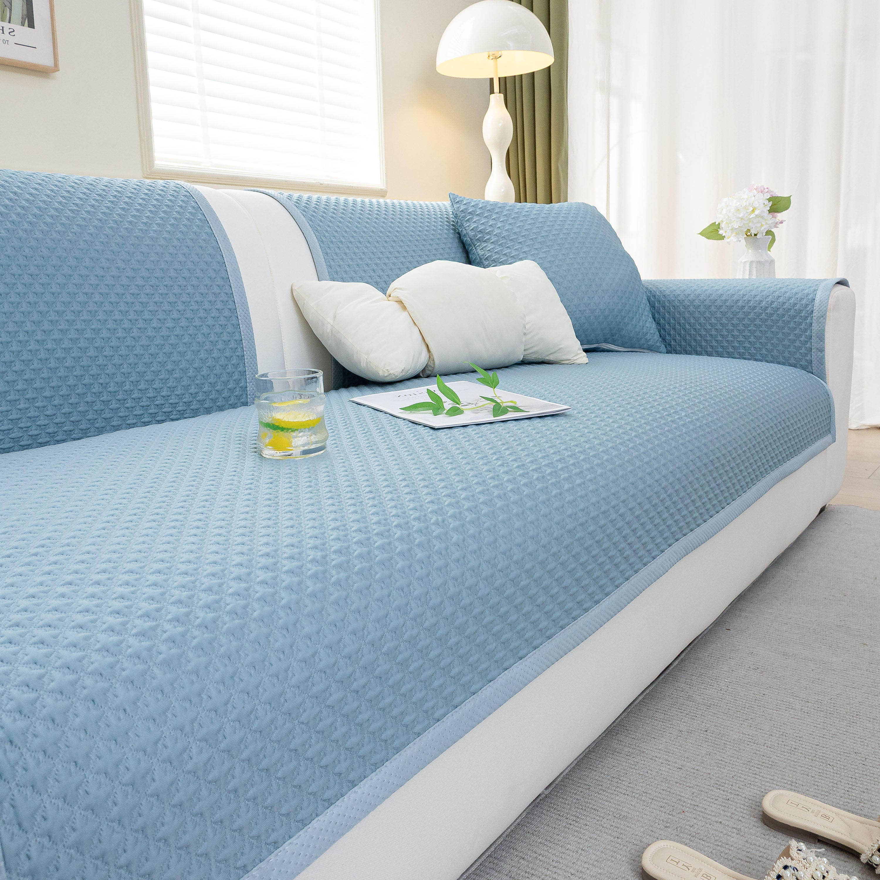 Non-Slip Diamond Quilted Sofa Cover, Separate Pieces Sectional Couch Protector - Image 34