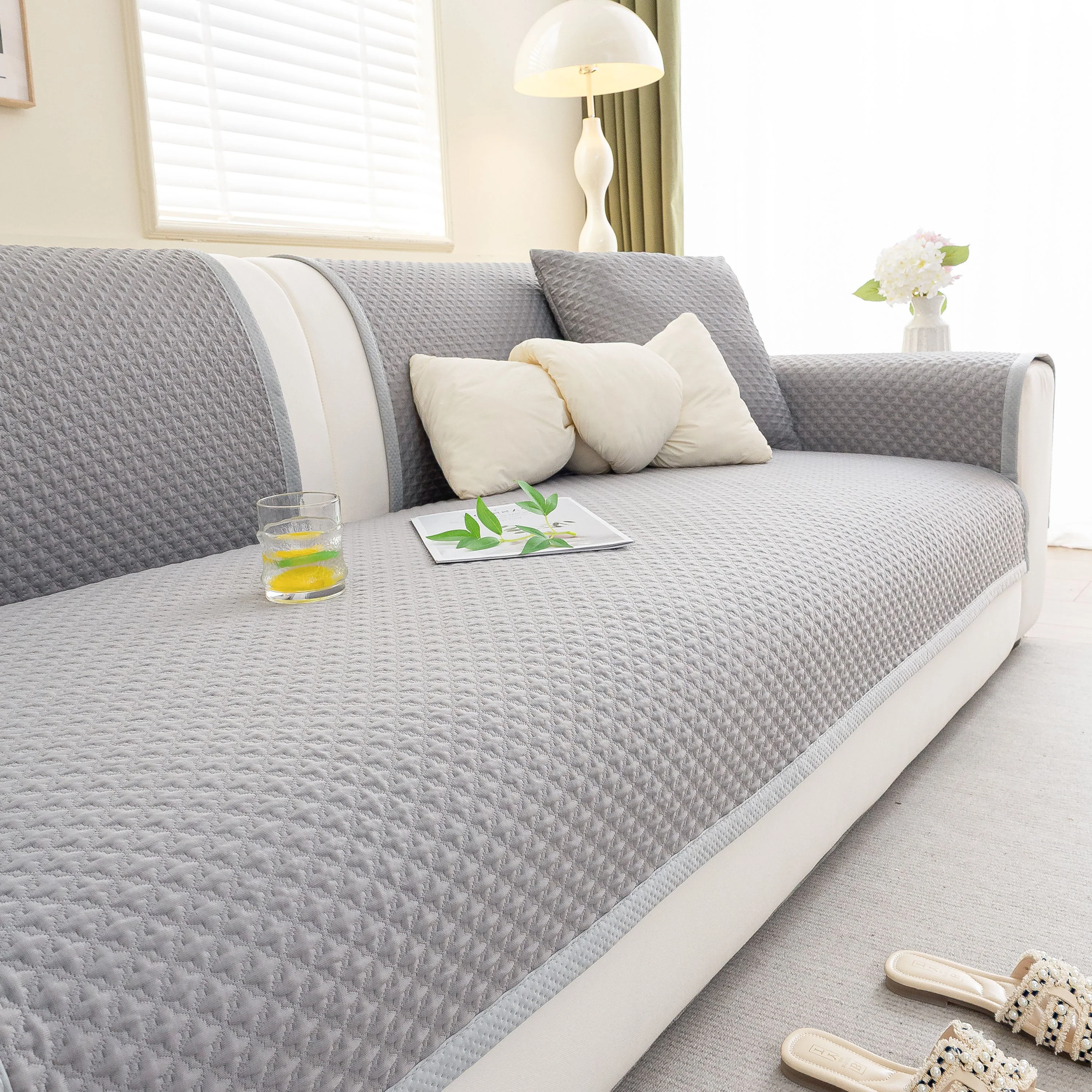 Non-Slip Diamond Quilted Sofa Cover, Separate Pieces Sectional Couch Protector - Image 35