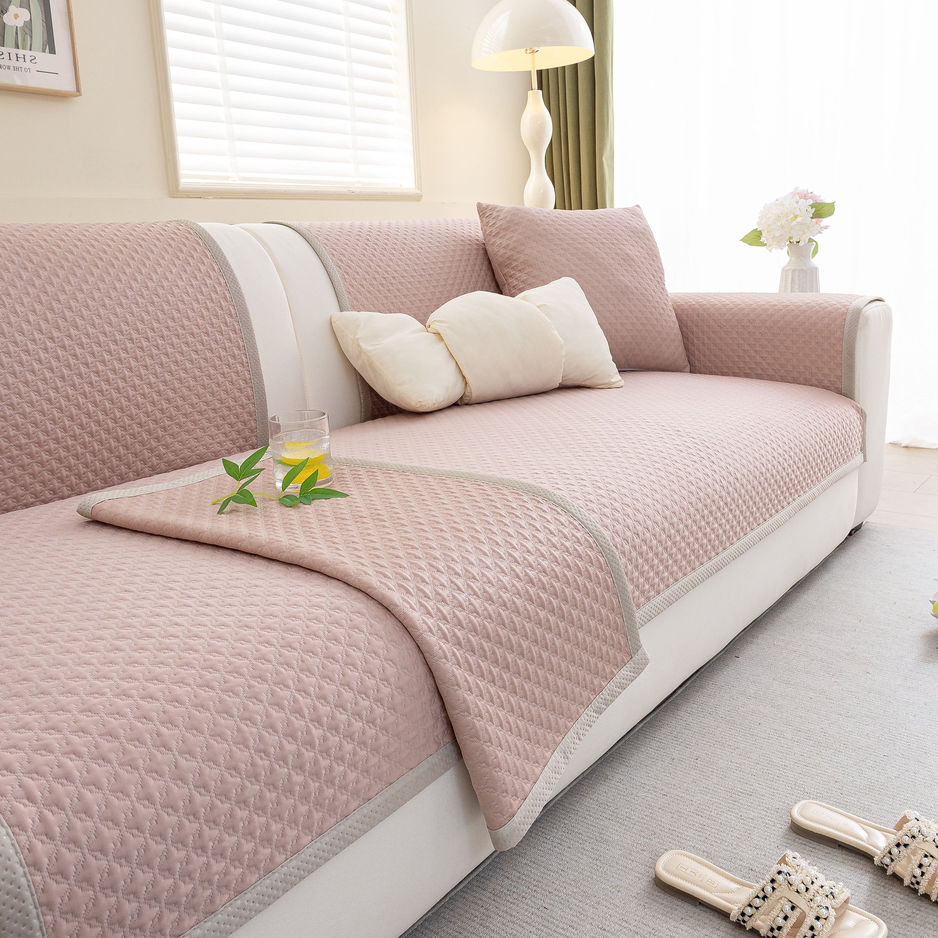 Non-Slip Diamond Quilted Sofa Cover, Separate Pieces Sectional Couch Protector - Image 36