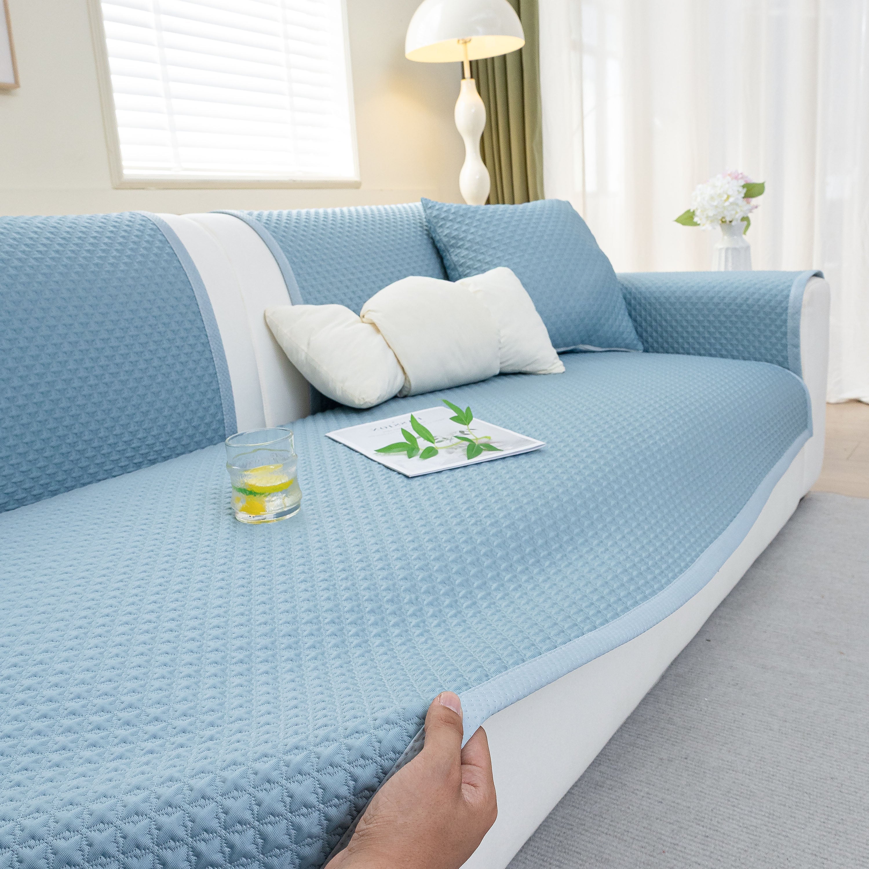 Non-Slip Diamond Quilted Sofa Cover, Separate Pieces Sectional Couch Protector - Image 37