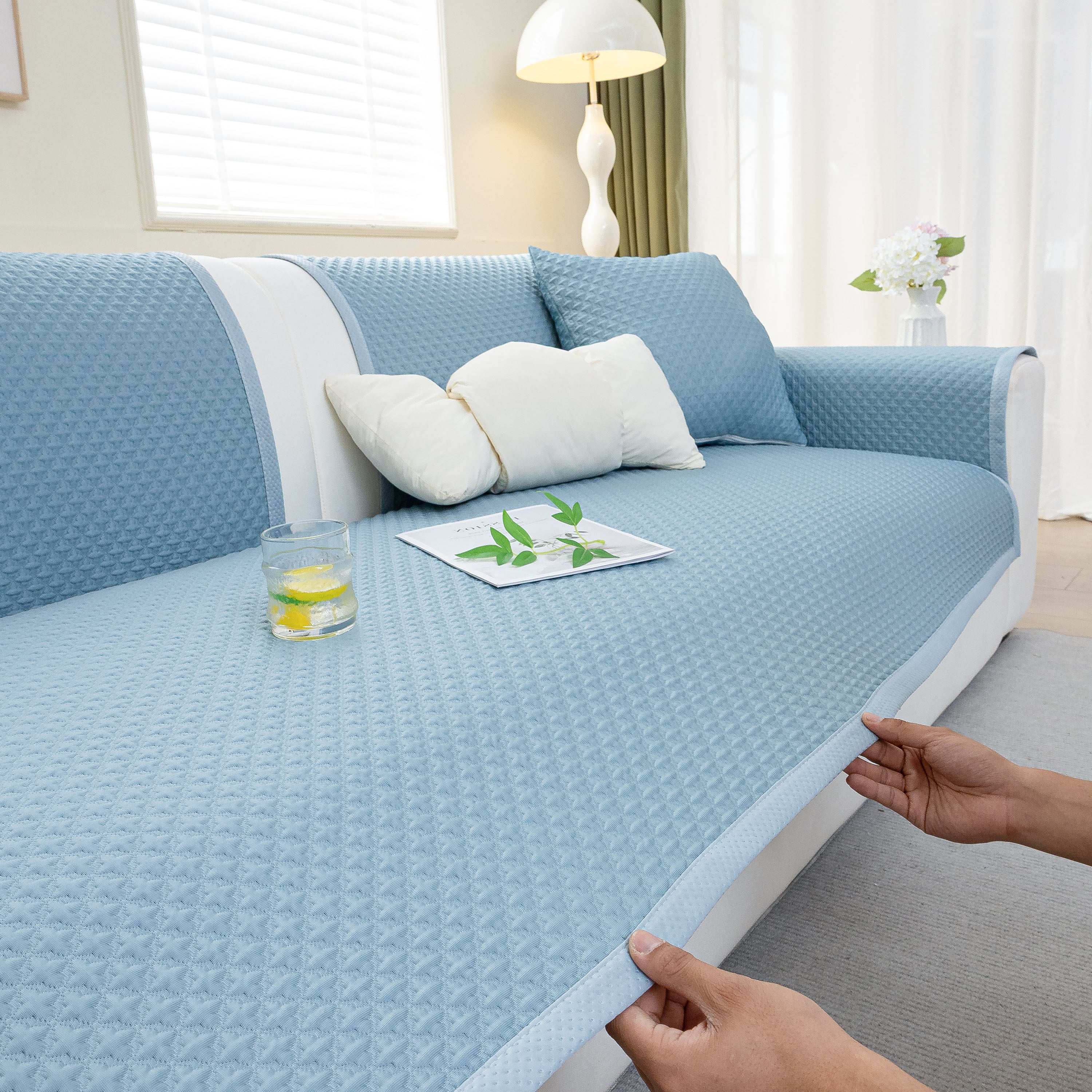 Non-Slip Diamond Quilted Sofa Cover, Separate Pieces Sectional Couch Protector - Image 39
