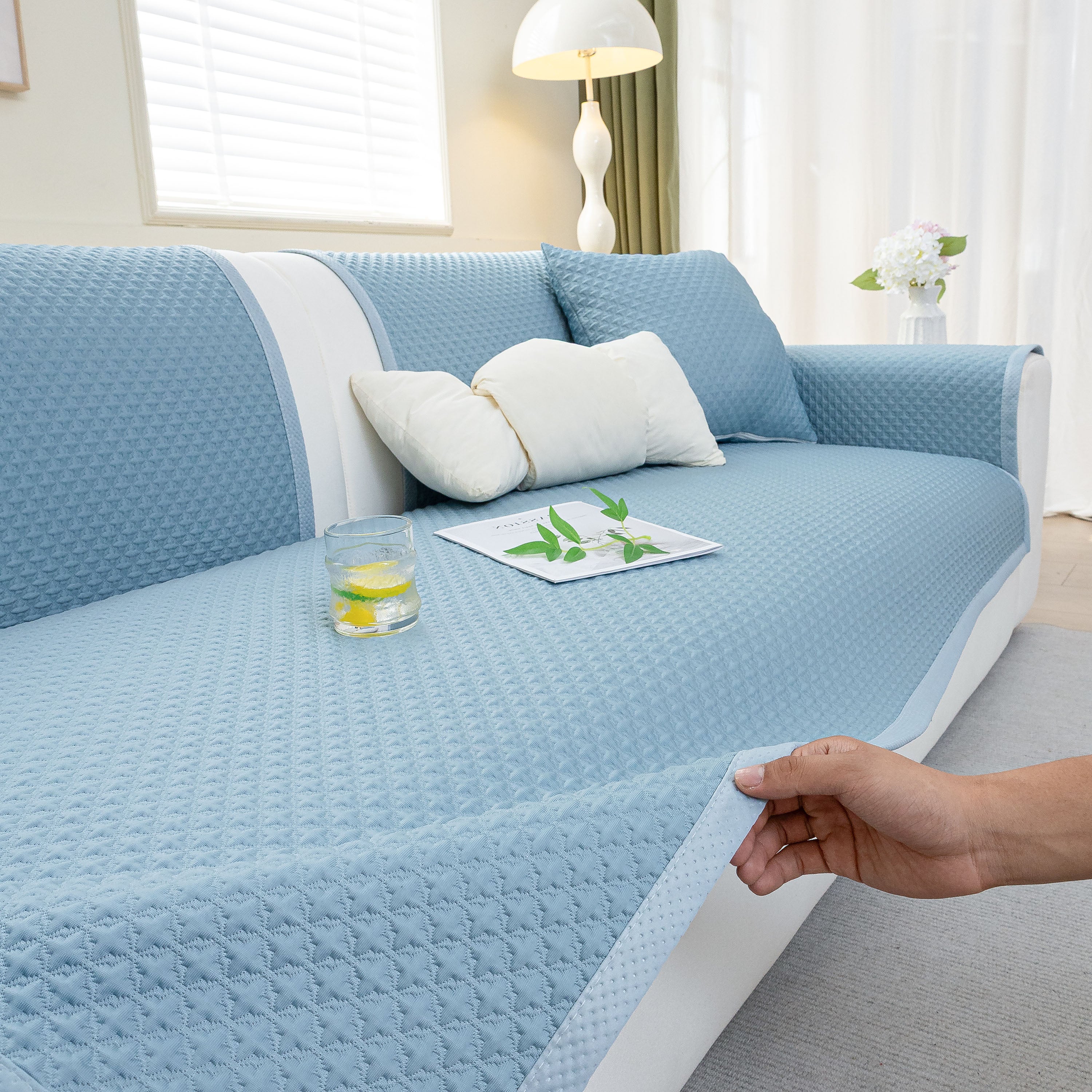 Non-Slip Diamond Quilted Sofa Cover, Separate Pieces Sectional Couch Protector - Image 40