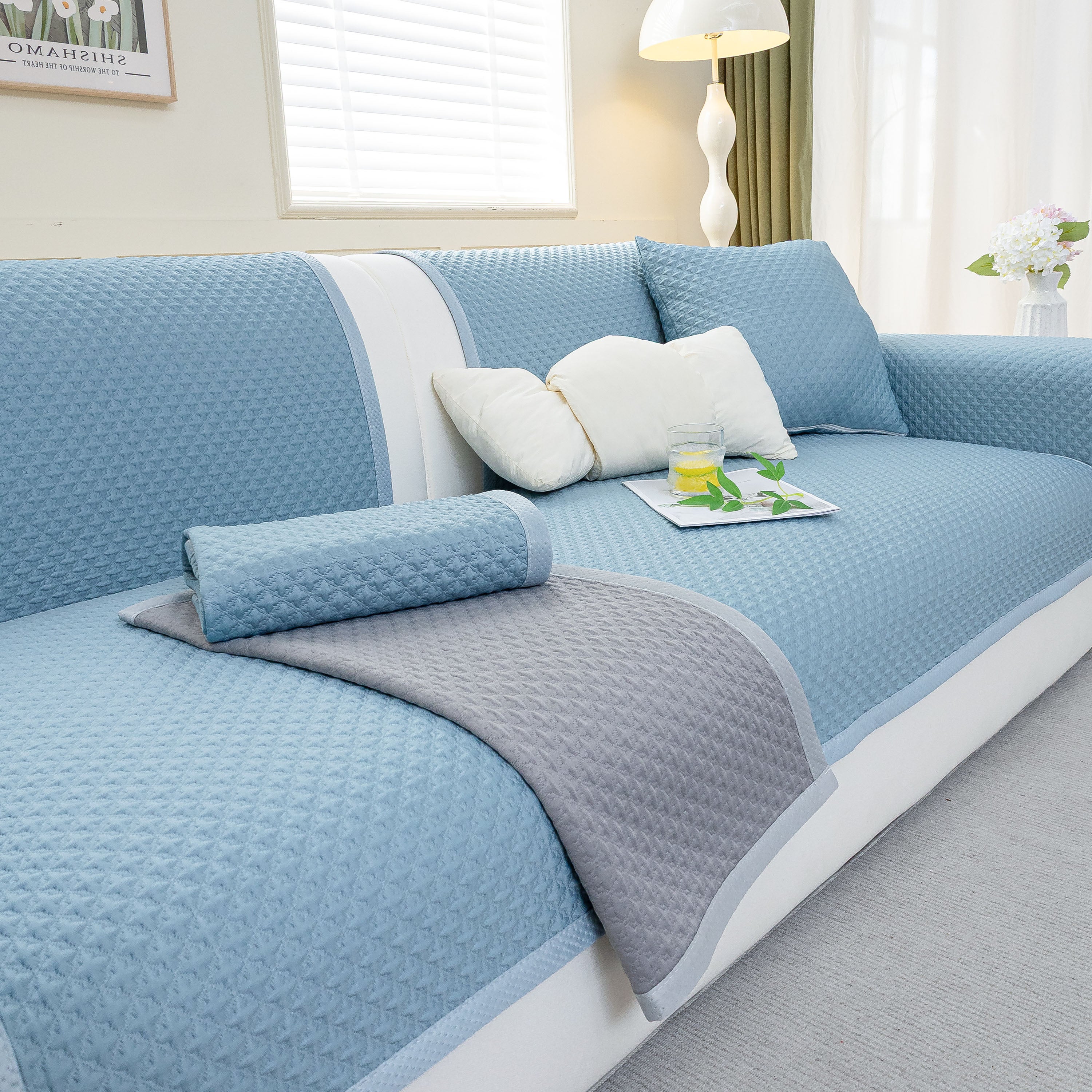 Non-Slip Diamond Quilted Sofa Cover, Separate Pieces Sectional Couch Protector - Image 41
