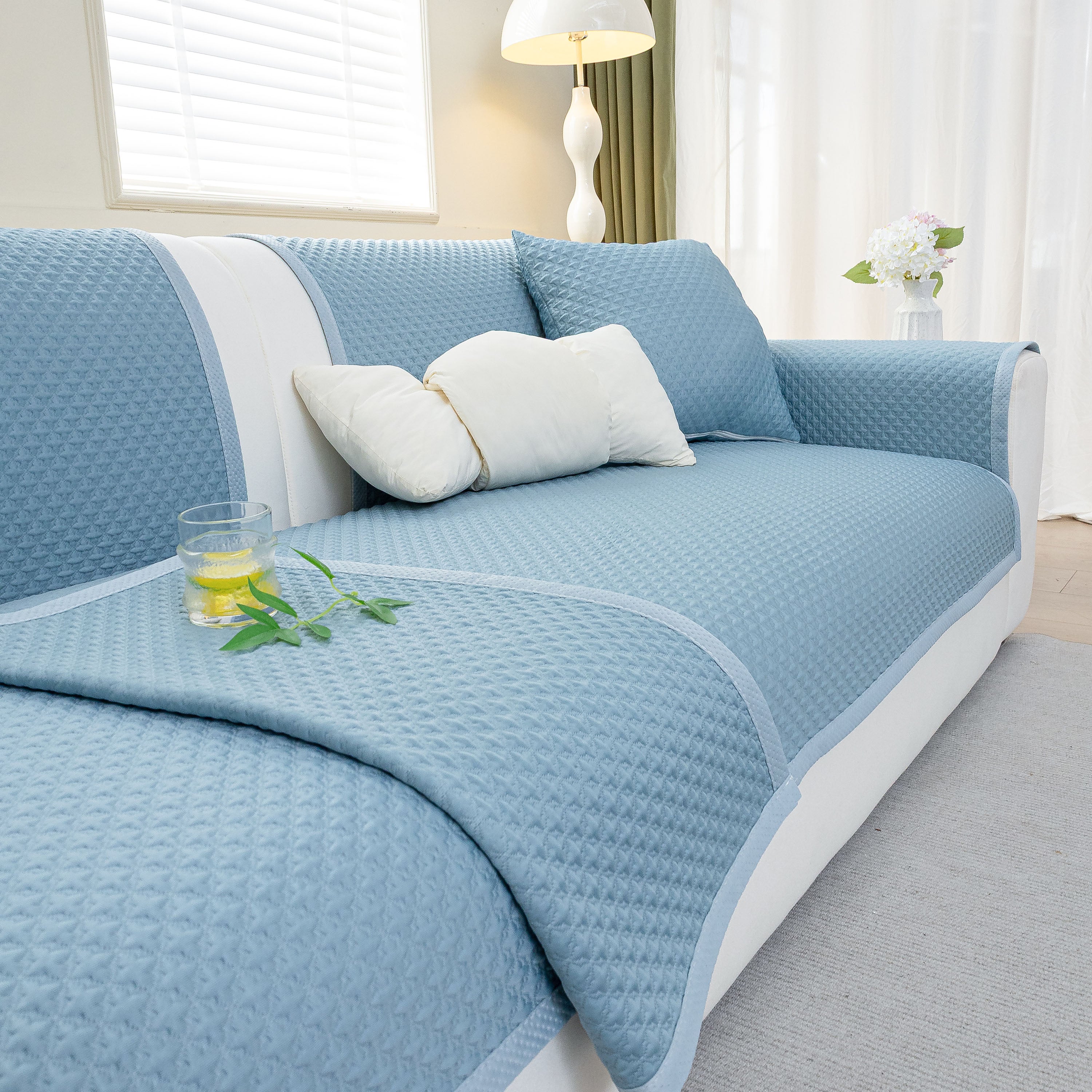Non-Slip Diamond Quilted Sofa Cover, Separate Pieces Sectional Couch Protector - Image 42