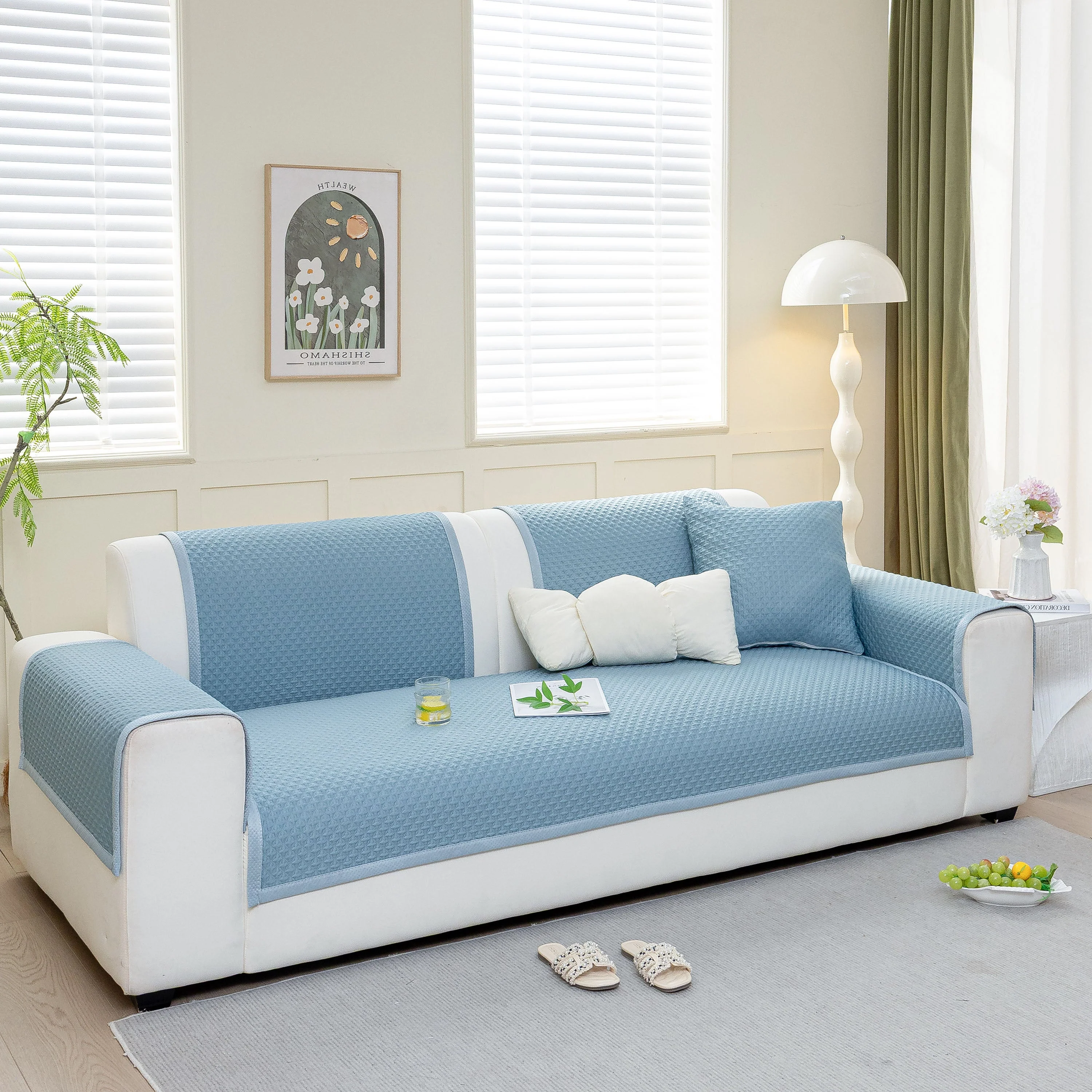 Non-Slip Diamond Quilted Sofa Cover, Separate Pieces Sectional Couch Protector - Image 49