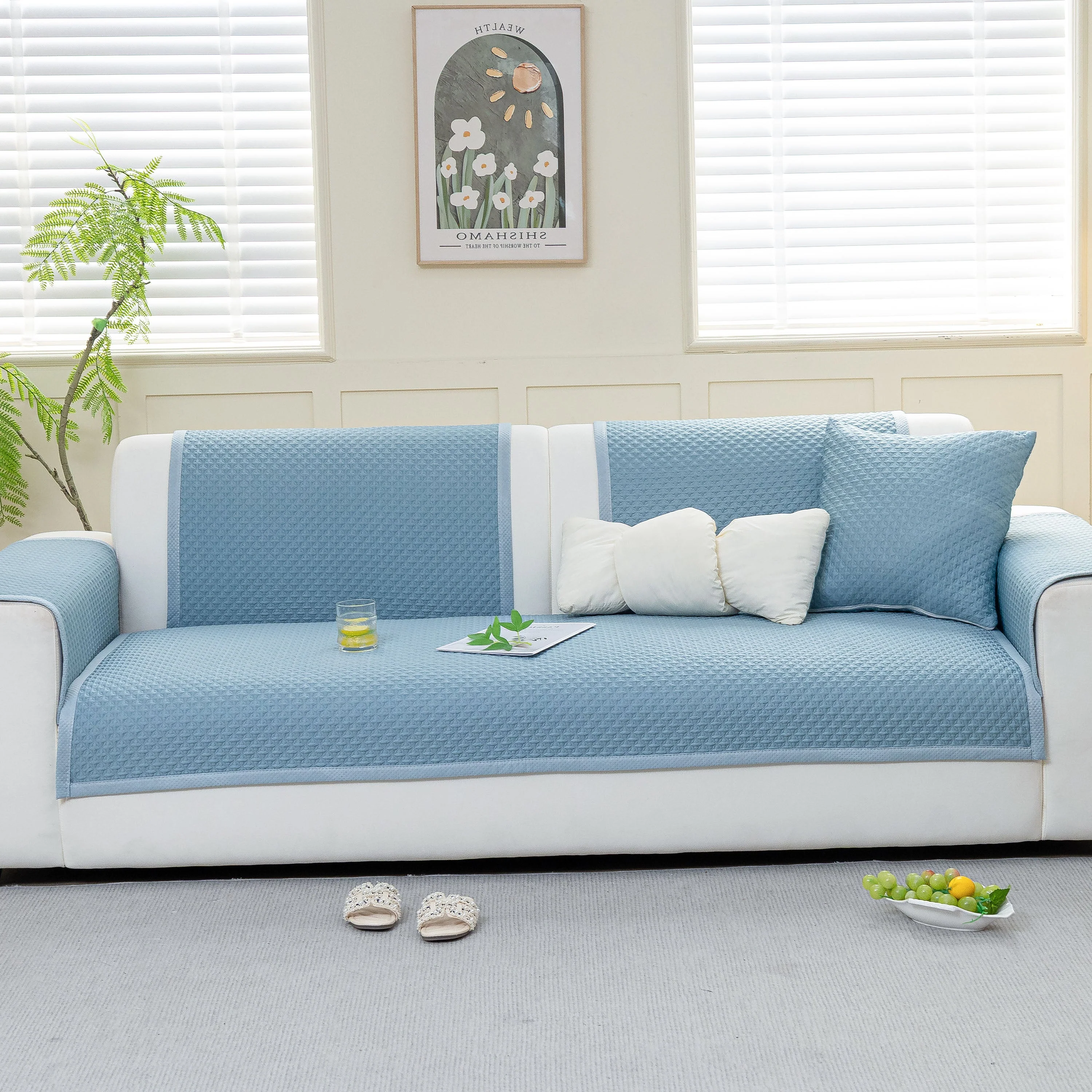 Non-Slip Diamond Quilted Sofa Cover, Separate Pieces Sectional Couch Protector - Image 50