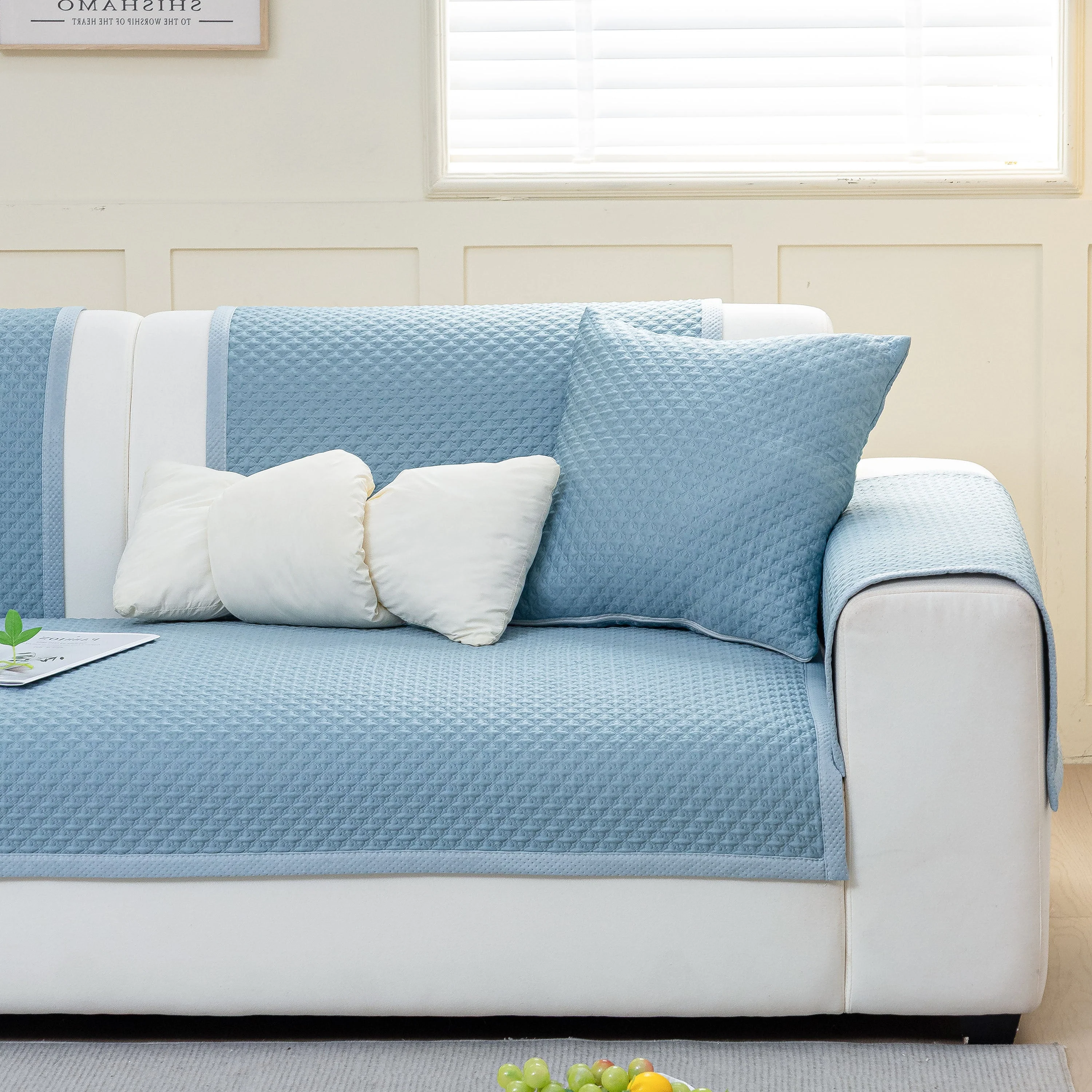 Non-Slip Diamond Quilted Sofa Cover, Separate Pieces Sectional Couch Protector - Image 51