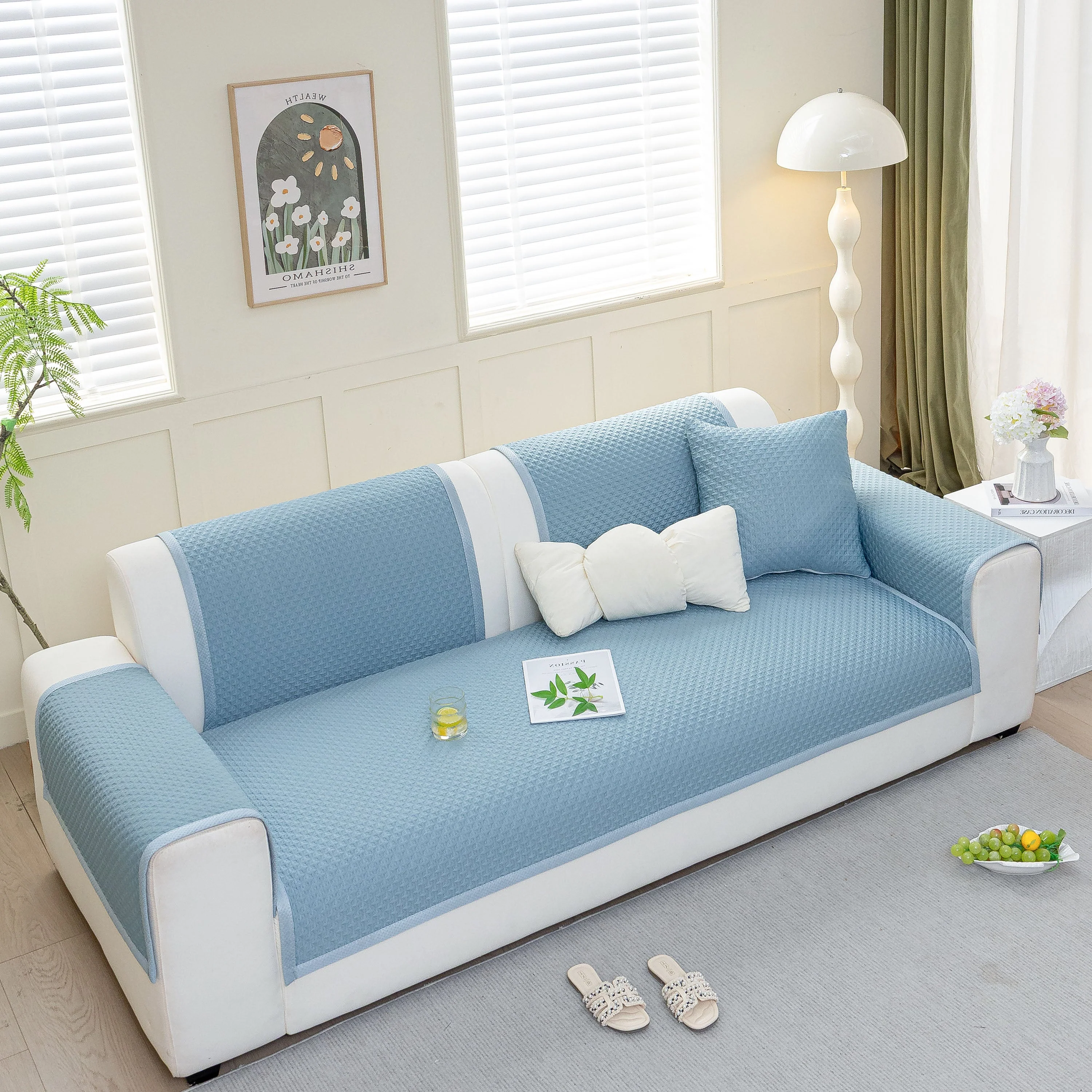 Non-Slip Diamond Quilted Sofa Cover, Separate Pieces Sectional Couch Protector - Image 52