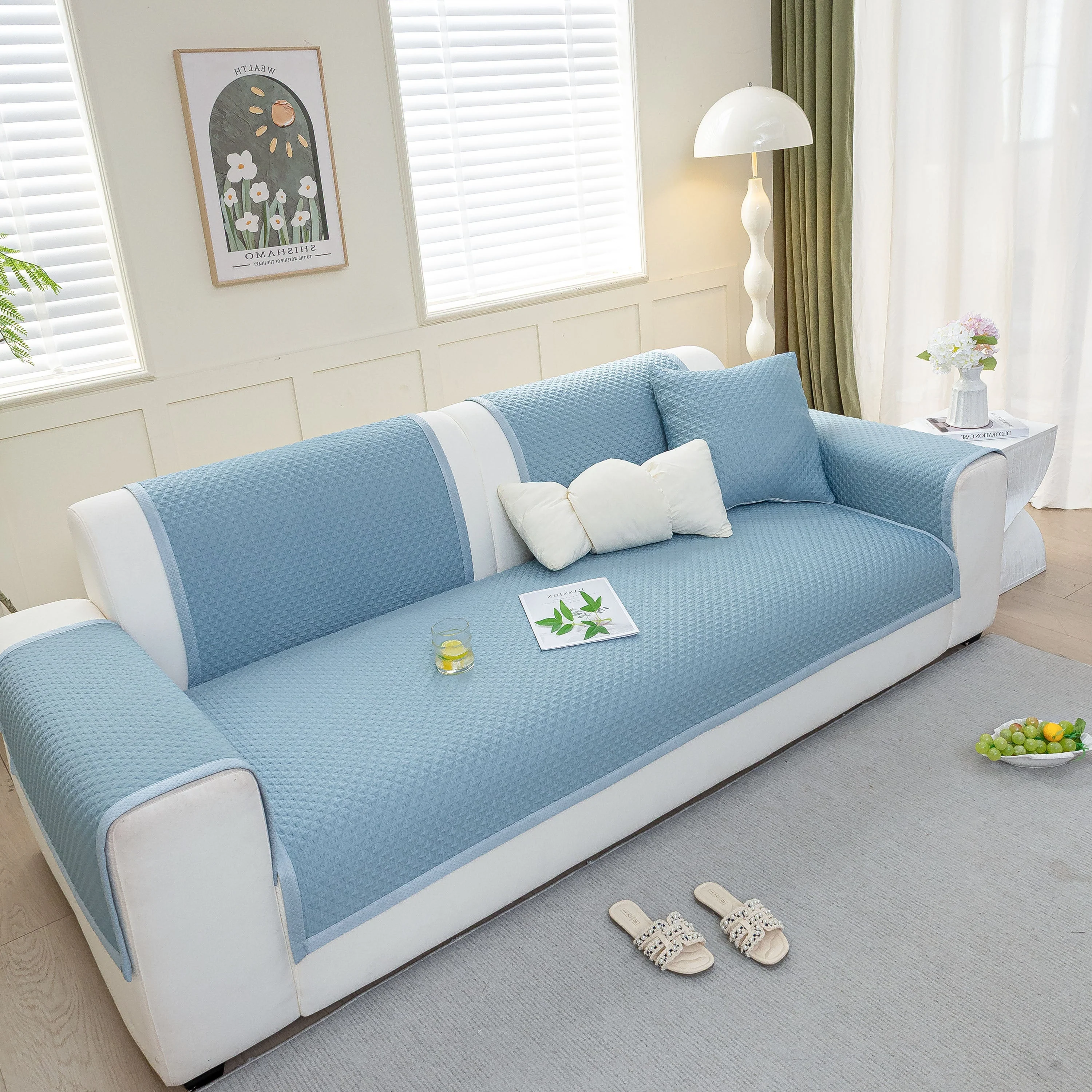 Non-Slip Diamond Quilted Sofa Cover, Separate Pieces Sectional Couch Protector - Image 53