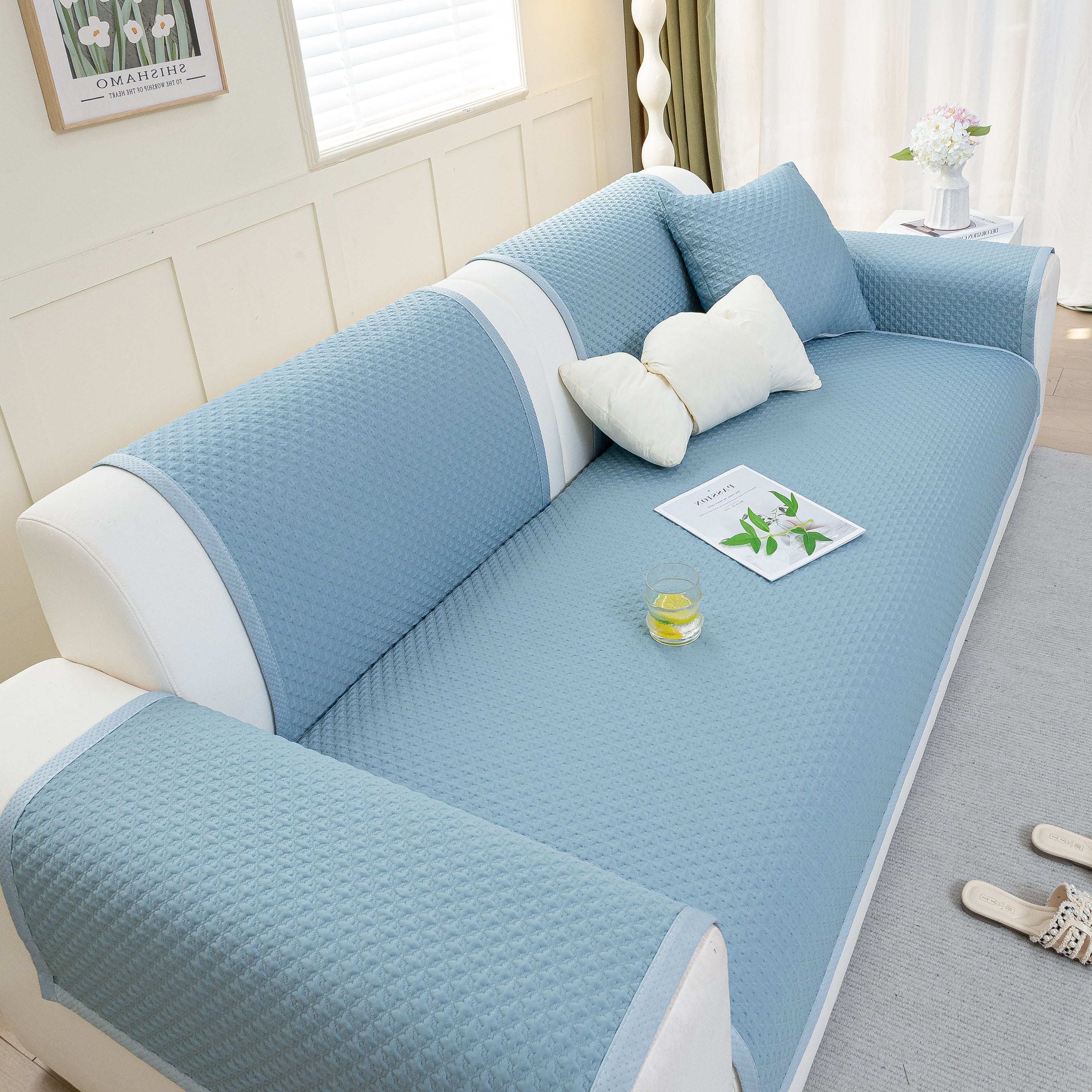 Non-Slip Diamond Quilted Sofa Cover, Separate Pieces Sectional Couch Protector - Image 55