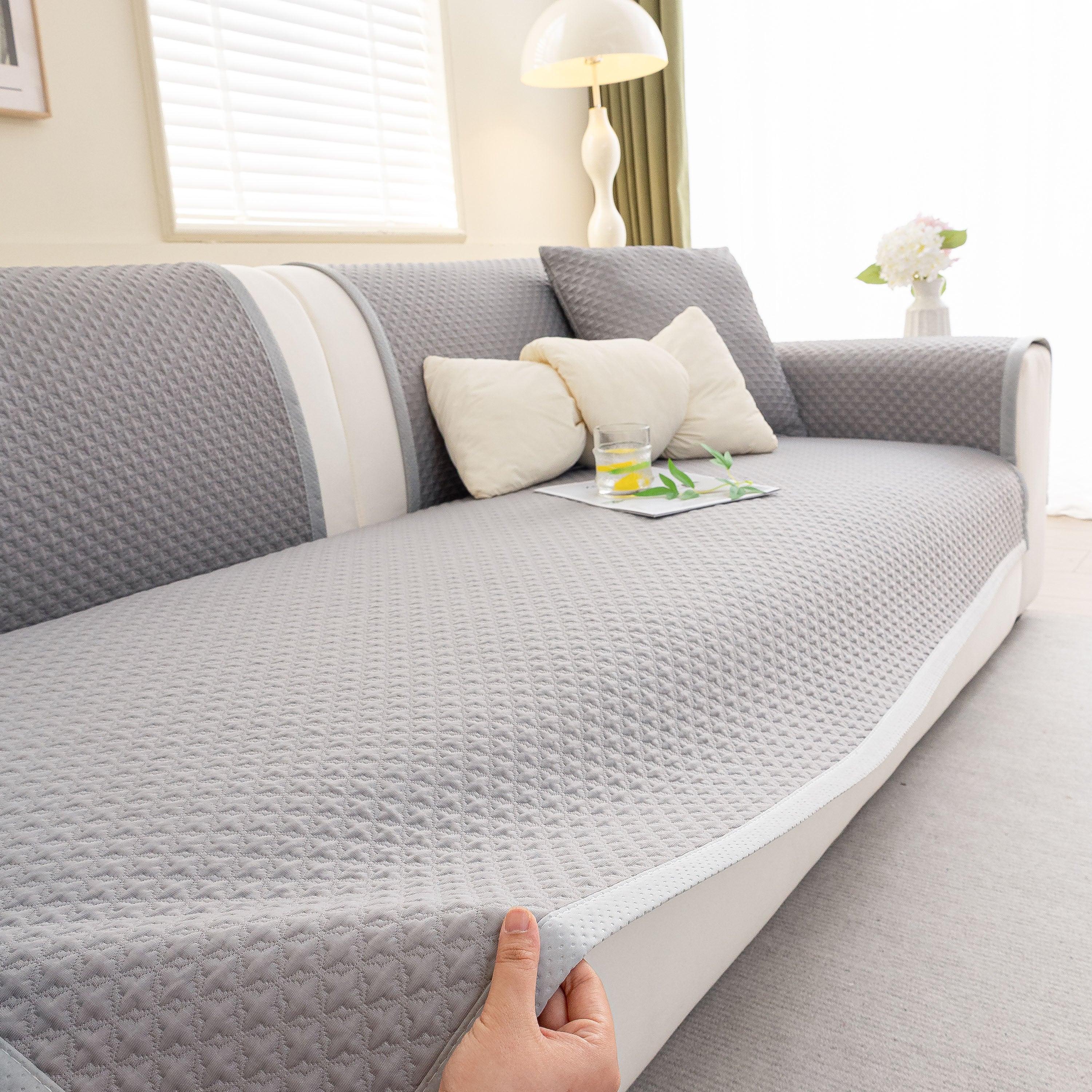 Non-Slip Diamond Quilted Sofa Cover, Separate Pieces Sectional Couch Protector - Image 59