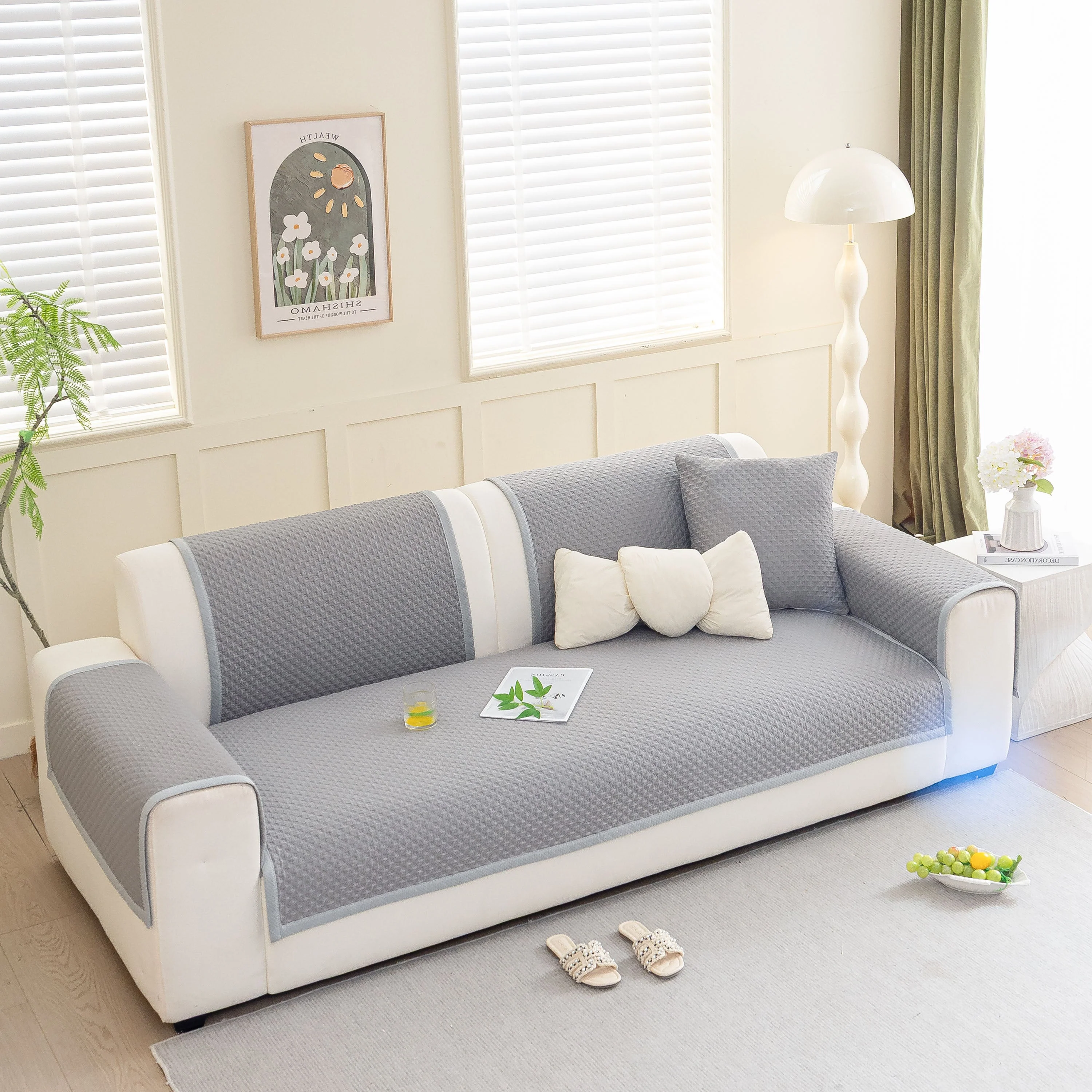 Non-Slip Diamond Quilted Sofa Cover, Separate Pieces Sectional Couch Protector - Image 71