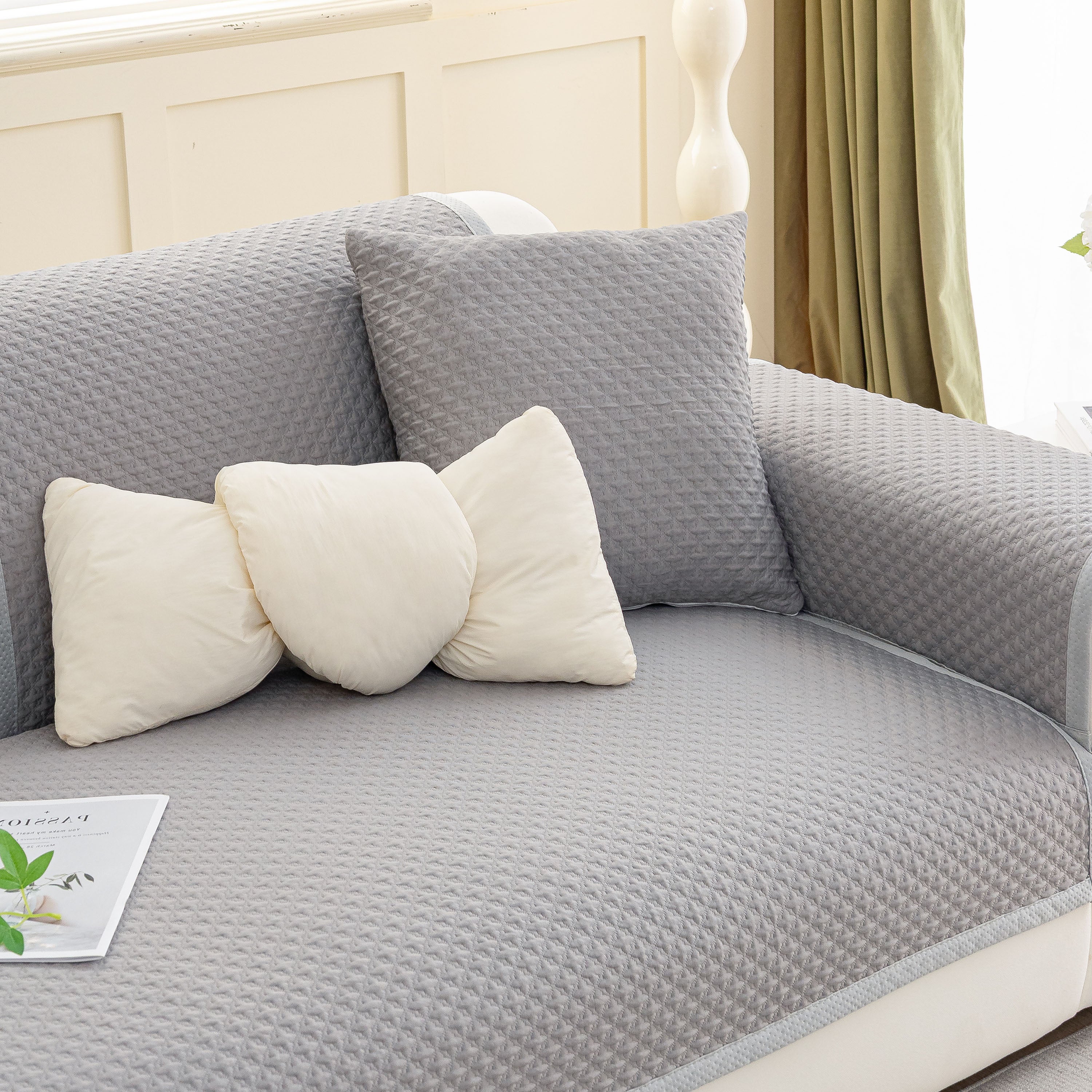 Non-Slip Diamond Quilted Sofa Cover, Separate Pieces Sectional Couch Protector - Image 72