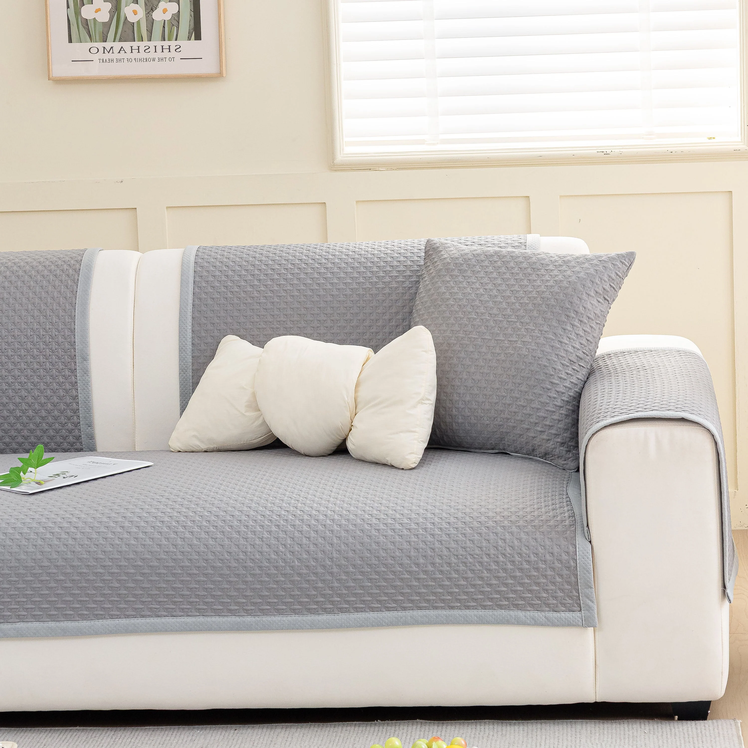 Non-Slip Diamond Quilted Sofa Cover, Separate Pieces Sectional Couch Protector - Image 73
