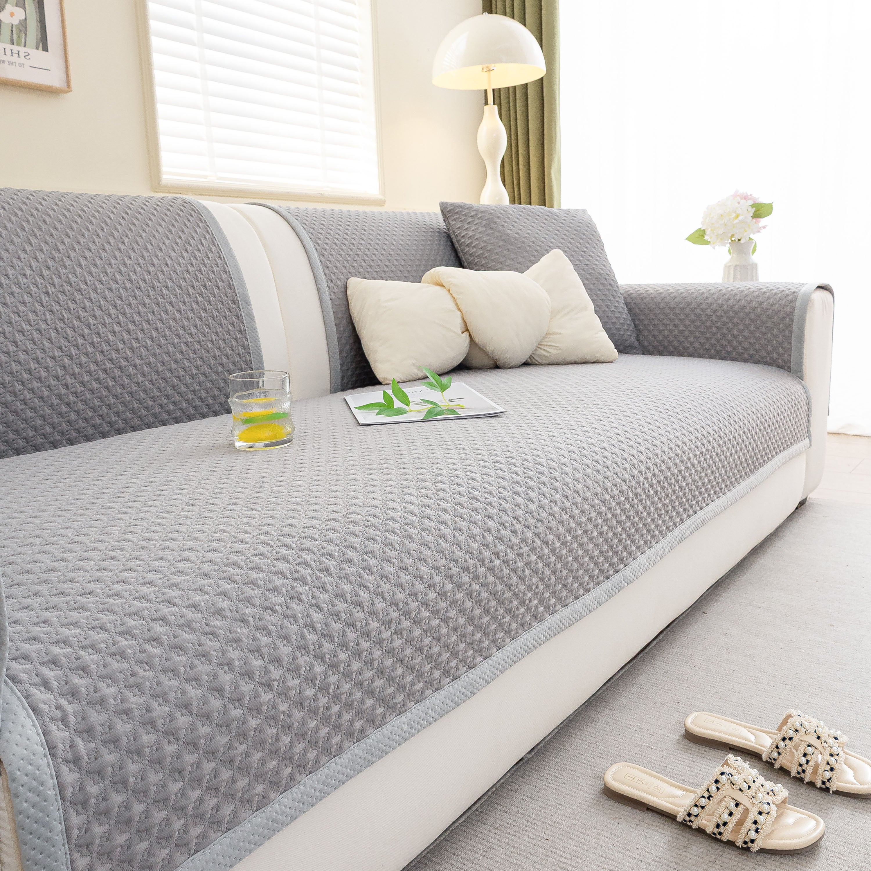Non-Slip Diamond Quilted Sofa Cover, Separate Pieces Sectional Couch Protector - Image 78