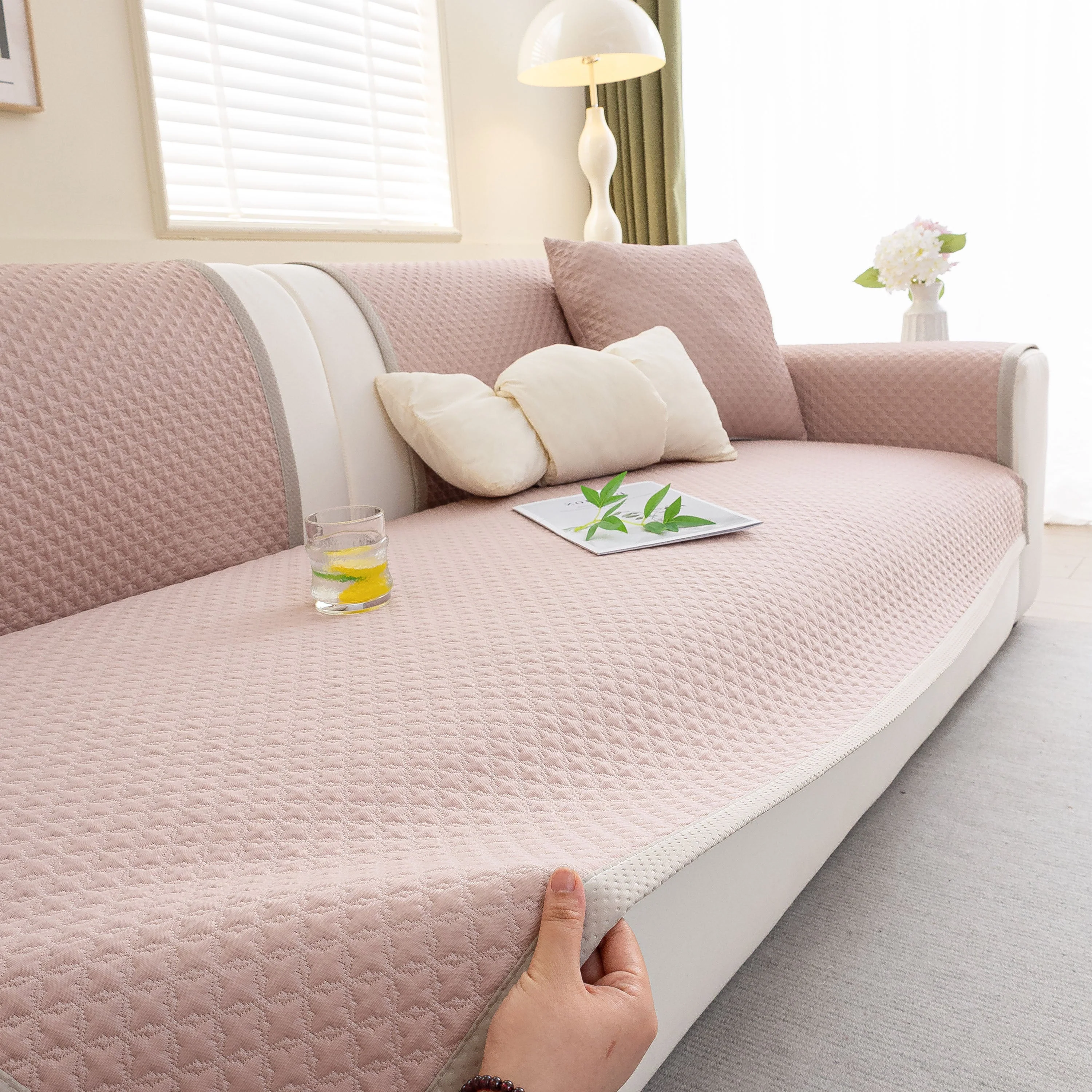 Non-Slip Diamond Quilted Sofa Cover, Separate Pieces Sectional Couch Protector - Image 80