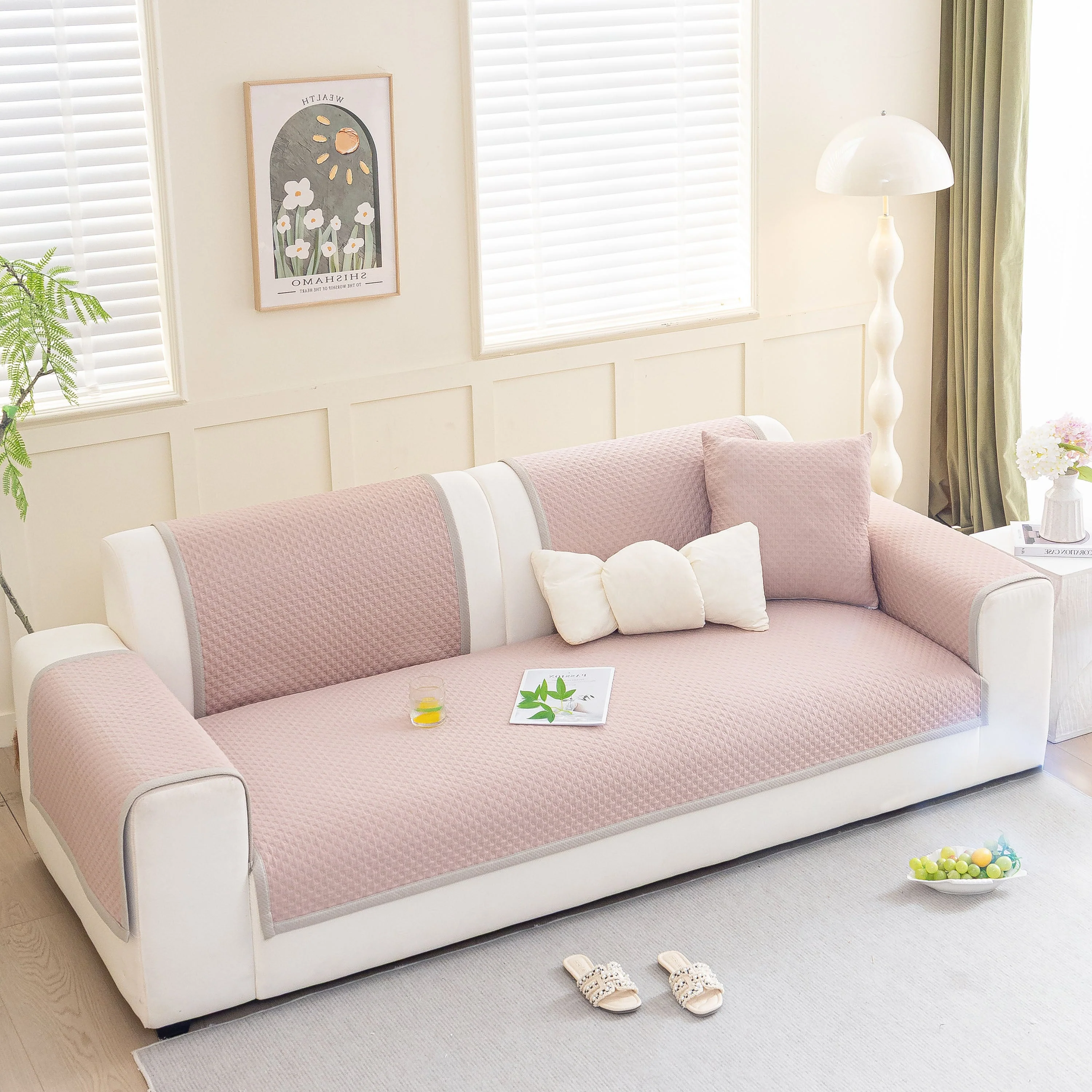 Non-Slip Diamond Quilted Sofa Cover, Separate Pieces Sectional Couch Protector - Image 91