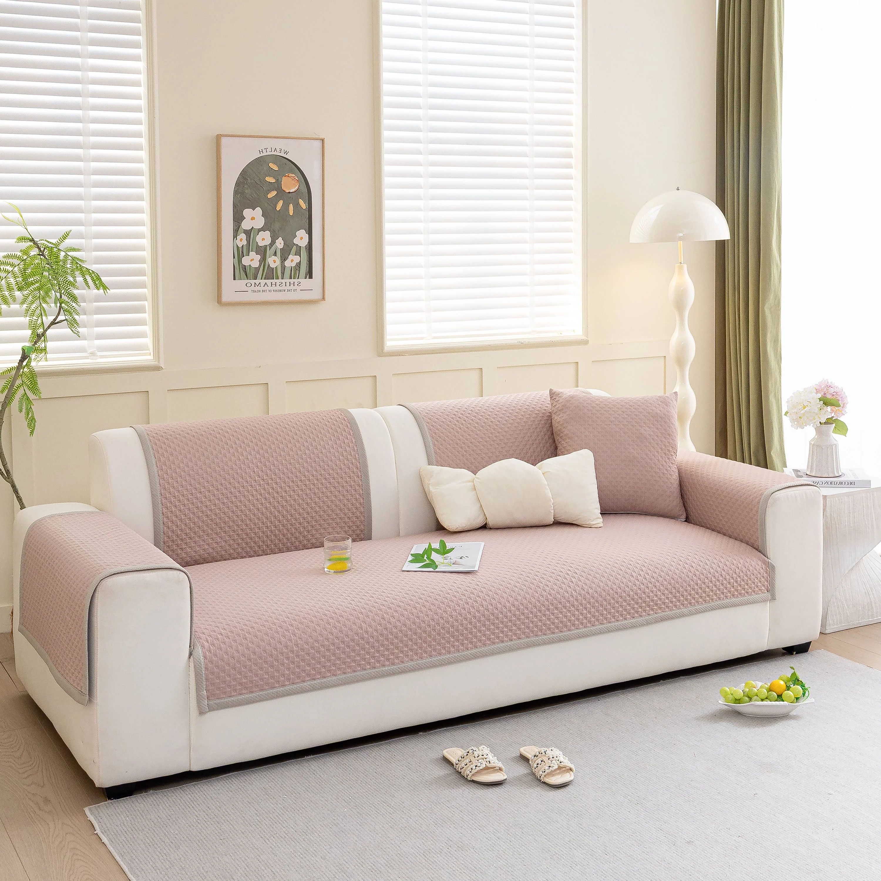 Non-Slip Diamond Quilted Sofa Cover, Separate Pieces Sectional Couch Protector - Image 93