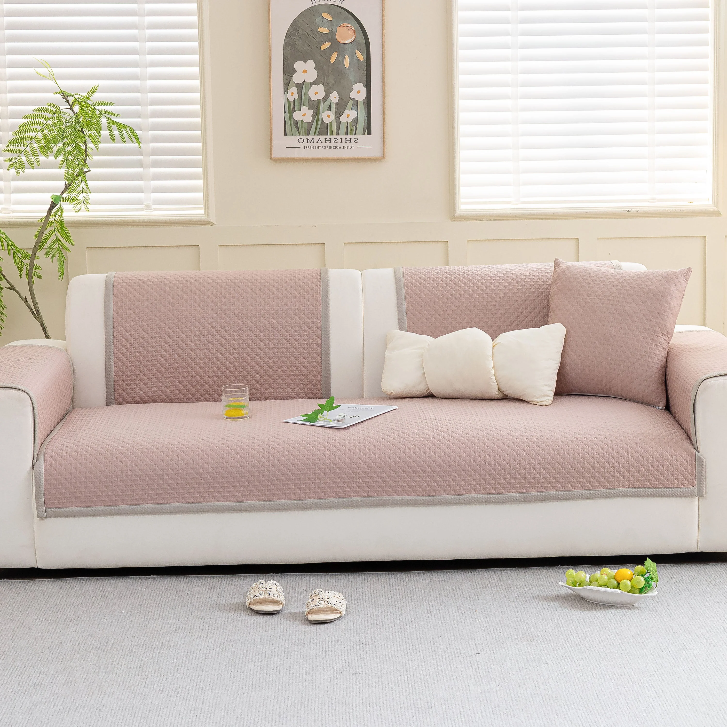 Non-Slip Diamond Quilted Sofa Cover, Separate Pieces Sectional Couch Protector - Image 94