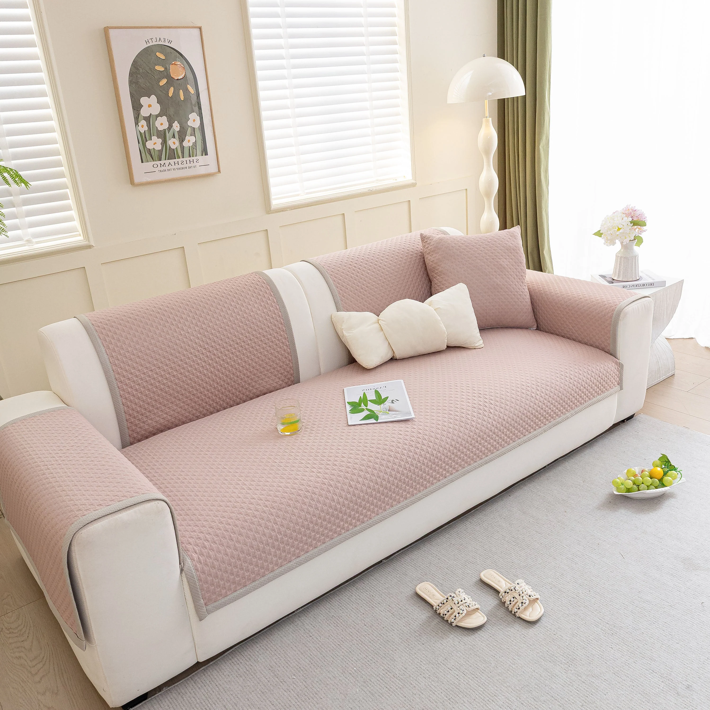 Non-Slip Diamond Quilted Sofa Cover, Separate Pieces Sectional Couch Protector - Image 95