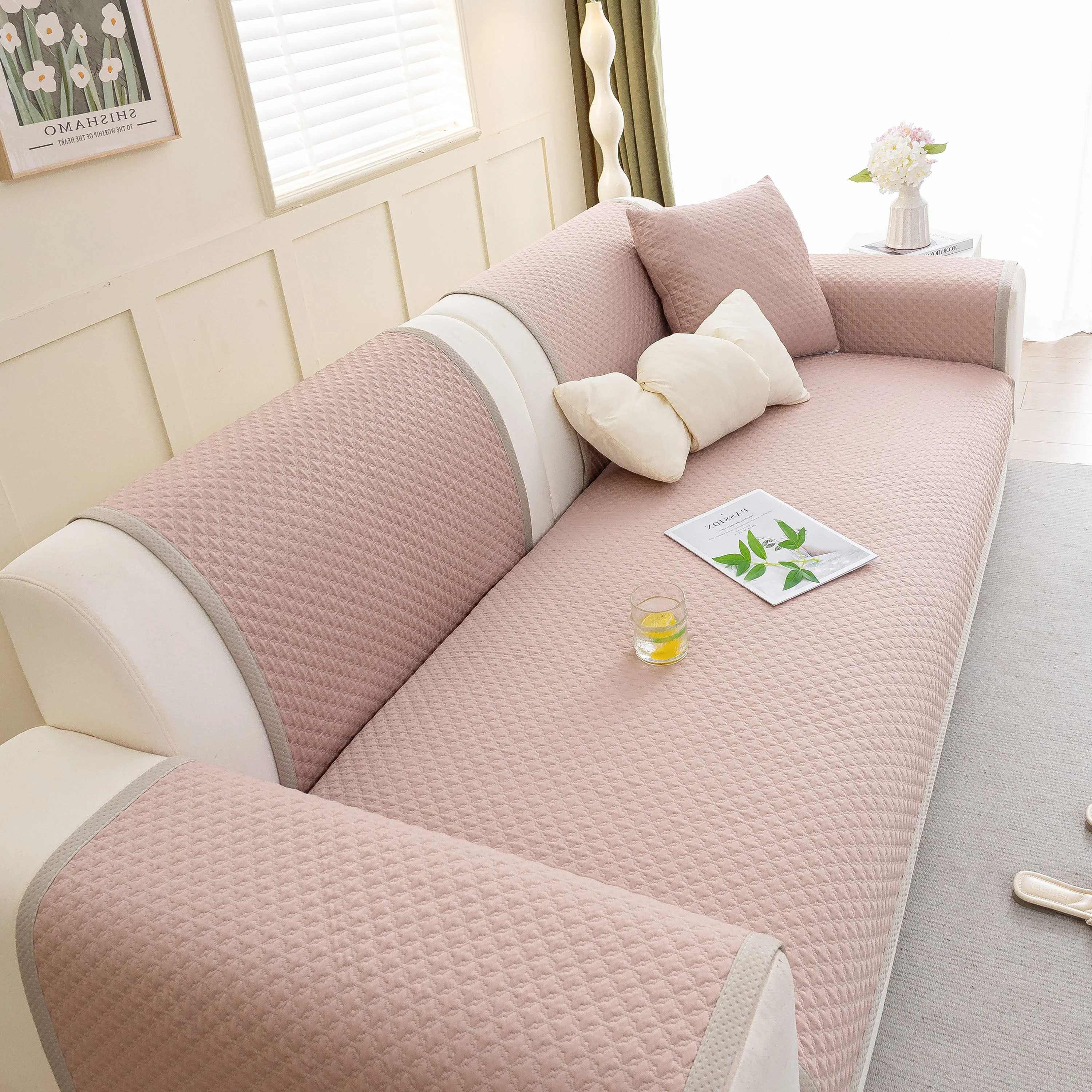 Non-Slip Diamond Quilted Sofa Cover, Separate Pieces Sectional Couch Protector - Image 96