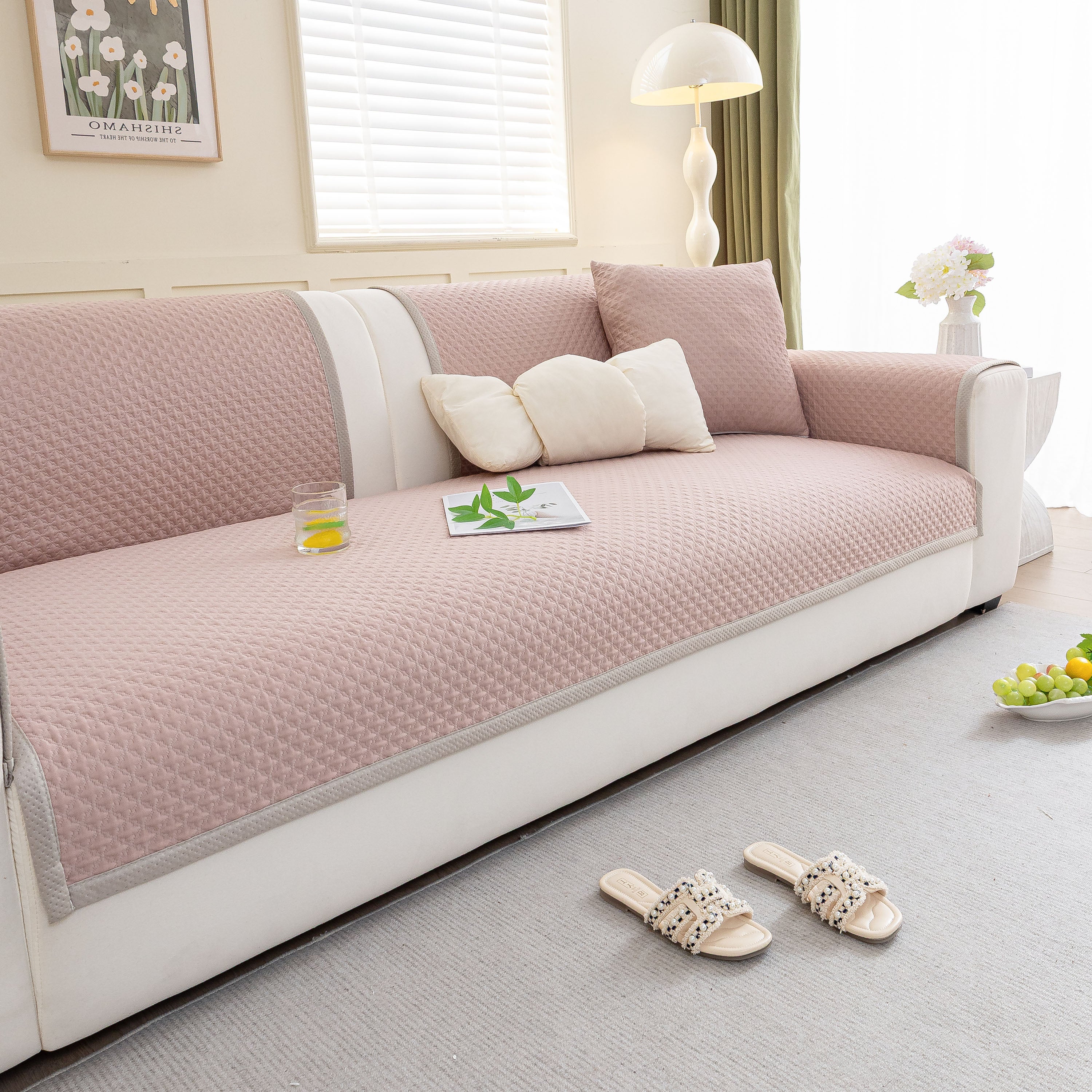 Non-Slip Diamond Quilted Sofa Cover, Separate Pieces Sectional Couch Protector - Image 98