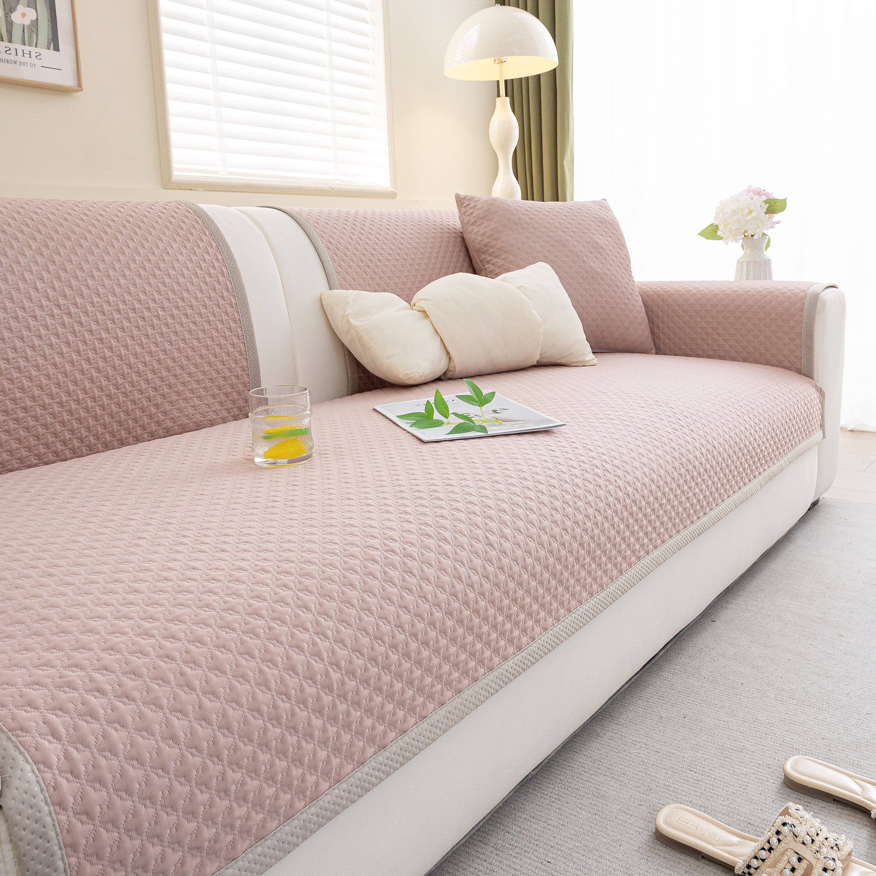 Non-Slip Diamond Quilted Sofa Cover, Separate Pieces Sectional Couch Protector - Image 99