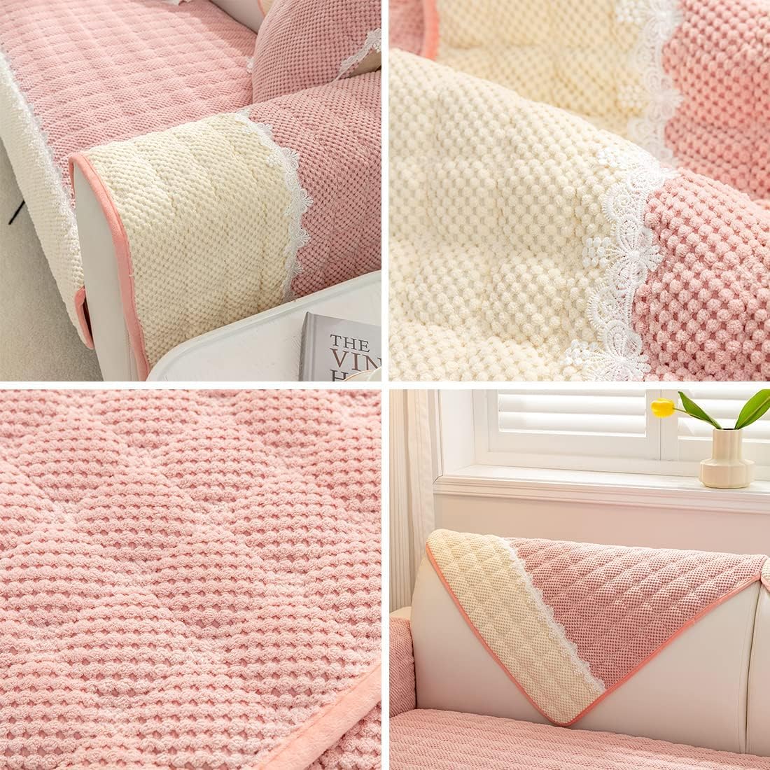 Non-Slip Sectional Couch Cover with Lace, Furniture Protector for Dogs, Pets, and Kids I - Image 2